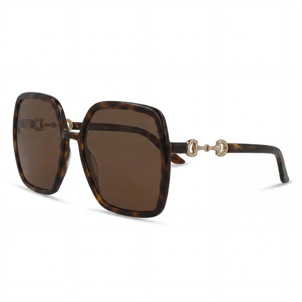 Gafas de sol Gucci GG0890S para mujer, montura cuadrada/rectangular inyectada, color marrón habano, con protección UV, 55-19-140 mm