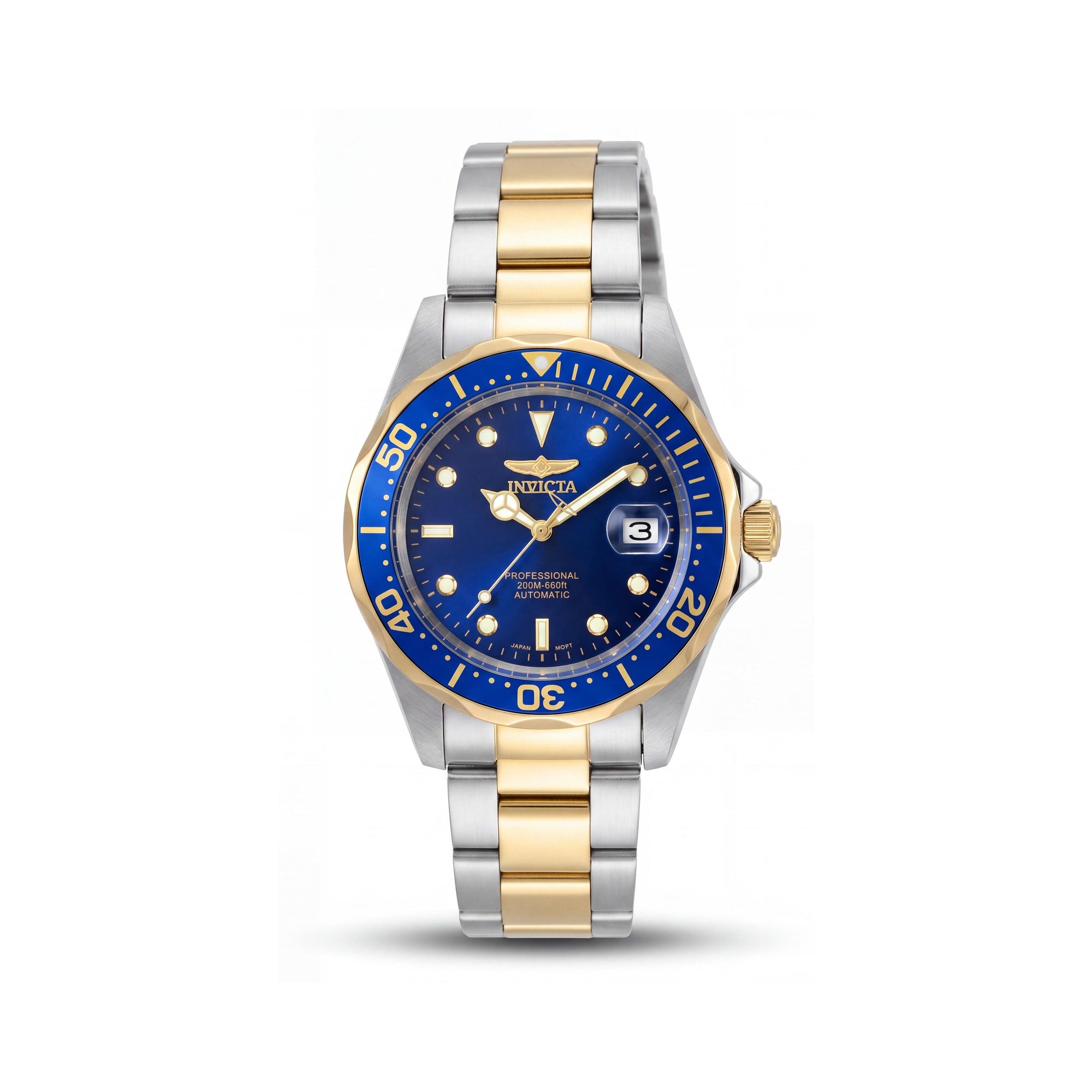 Invicta Bracelet Women's Two-Tone Stainless Steel Gold-Tone & Blue Luminous Dive 40mm Quartz Watch, Photo 1