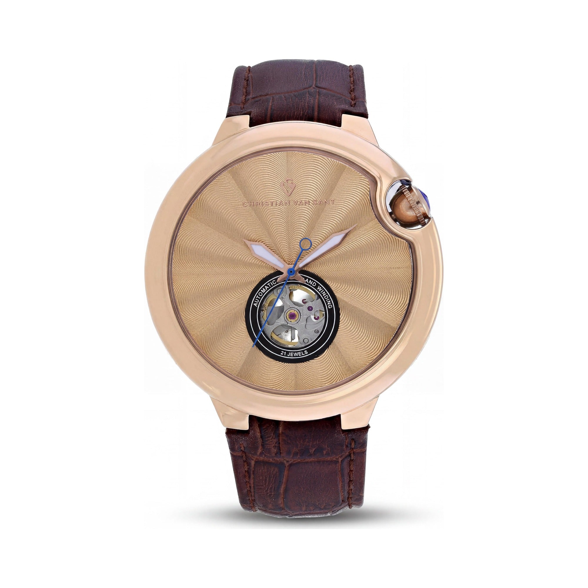 Christian Van Sant Reloj automático para hombre con esfera negra y resistente al agua, Photo 1