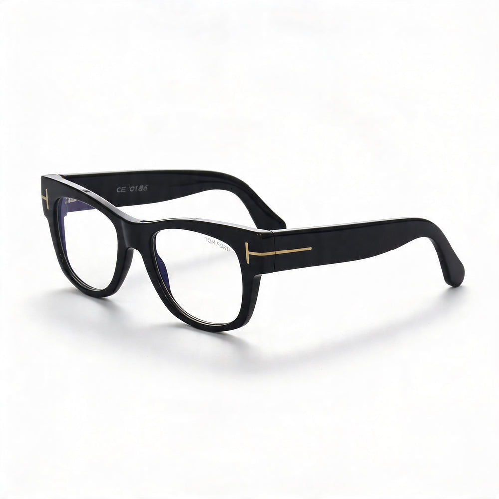 Tom Ford FT5040-B Unisex Black Acetate Square Blue Light Block Eyeglasses with 52mm Lens Width