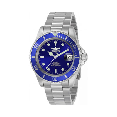 Invicta Men's Bracelet Automatic Watch, Silver Blue Stainless Steel, Blue Dial, Unidirectional Bezel, 200M Water Resistant