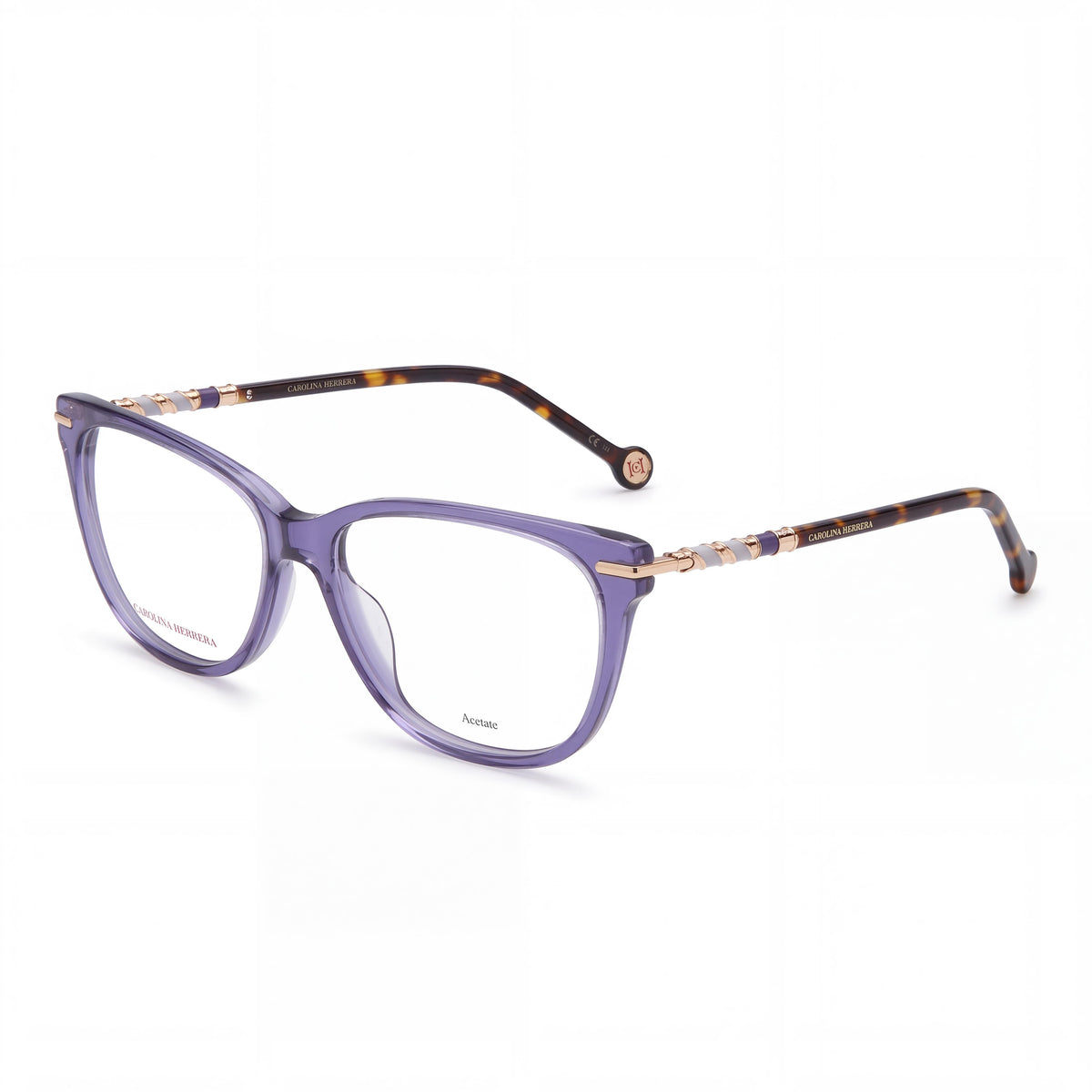 Gafas Carolina Herrera 0096 para mujer, montura moderna de acetato con lentes de policarbonato no polarizadas, color Havana violeta, 54 mm, Photo 1