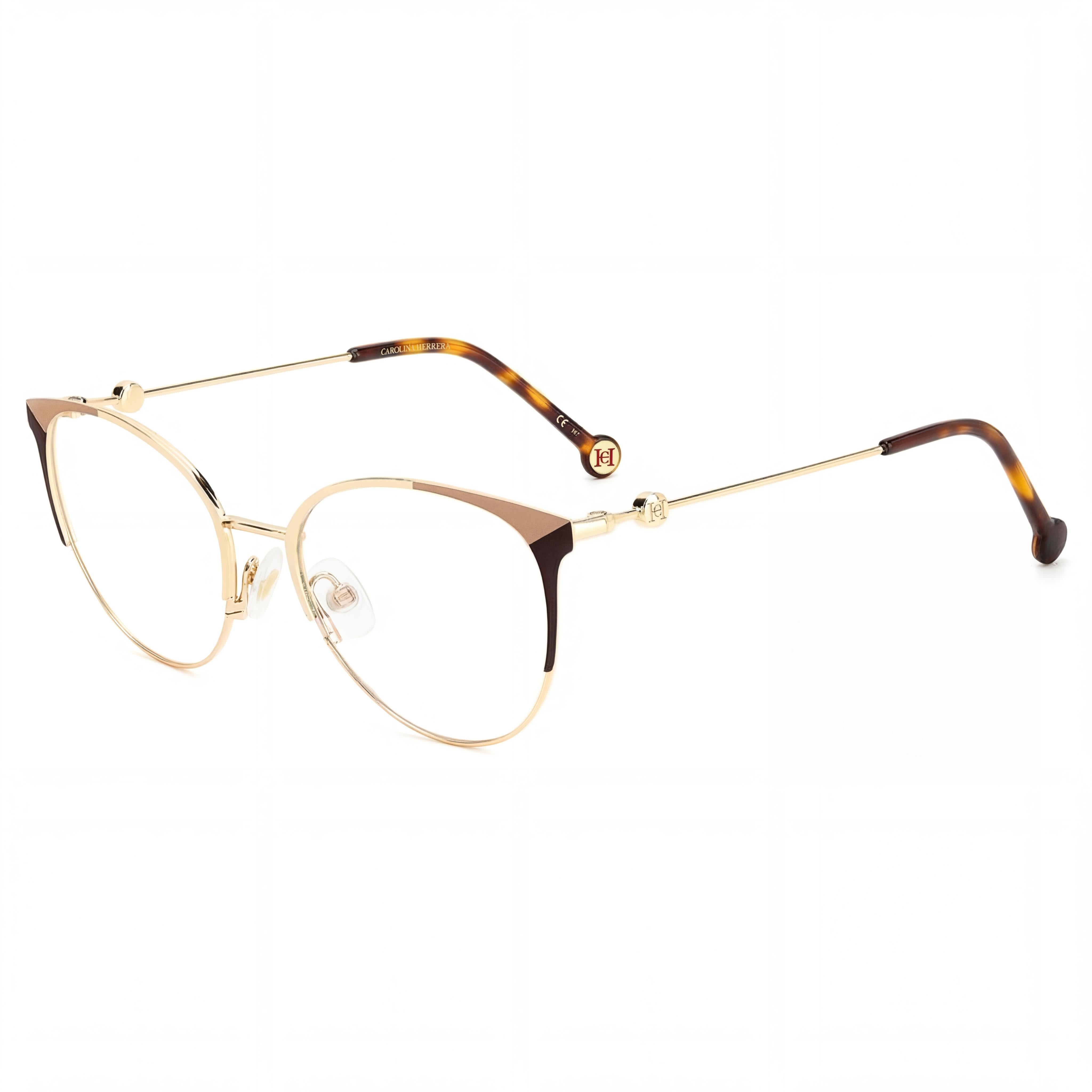 Carolina Herrera Modern Her 0115 Optical Frames for Women, Gold Brown Alloy Steel Frame, 54mm, Photo 1