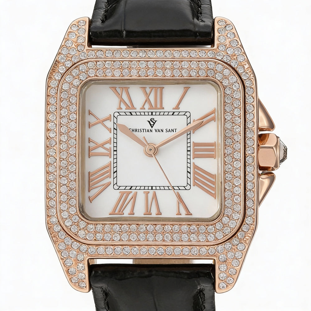 Reloj informal Christian Van Sant para mujer con caja y esfera blancas, cristales en el bisel y resistente al agua hasta 30 m.