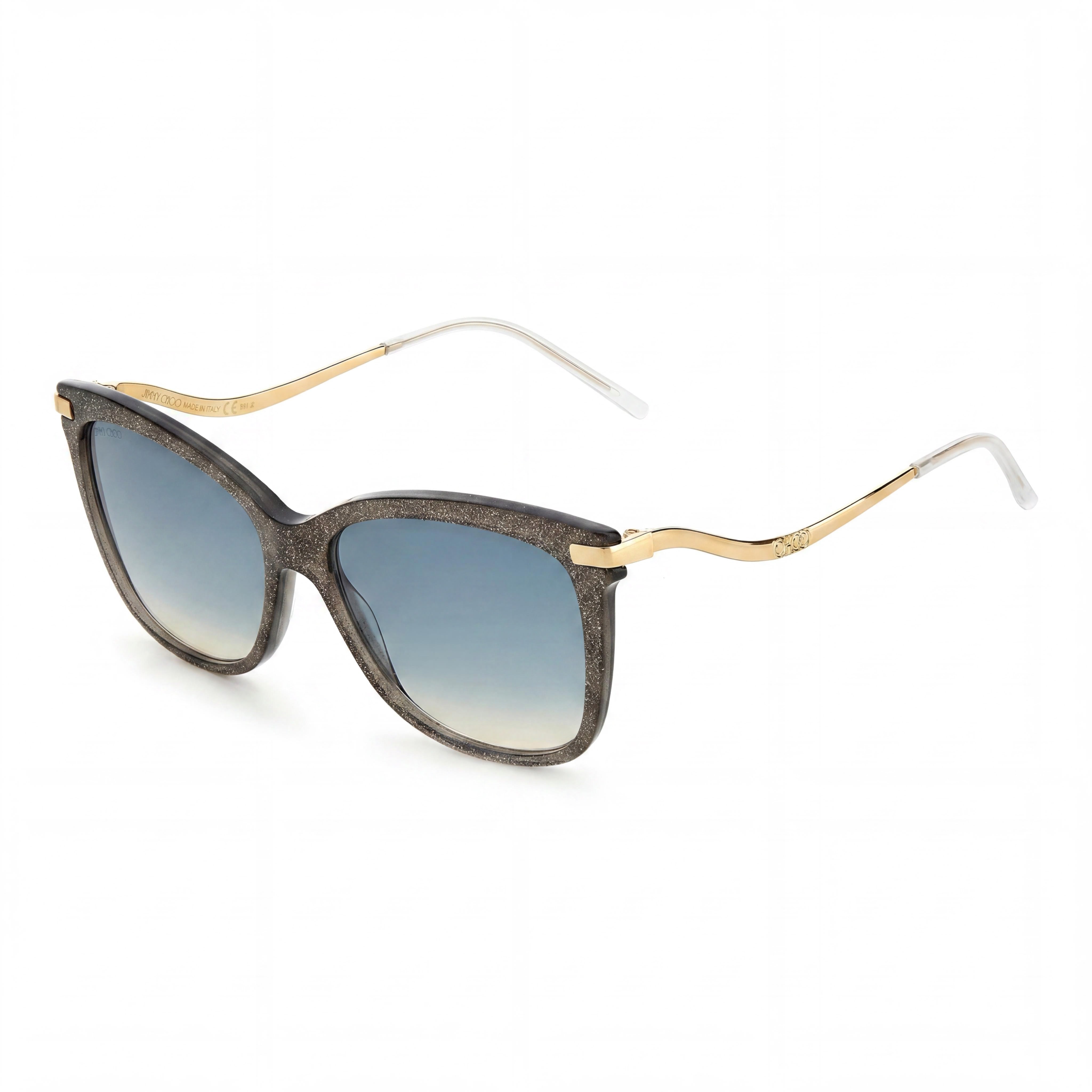 JIMMY CHOO Casual Women's Grey Gold Glitter Acetate Frame UV Protected Polycarbonate Sunglasses 55mm, Photo 1