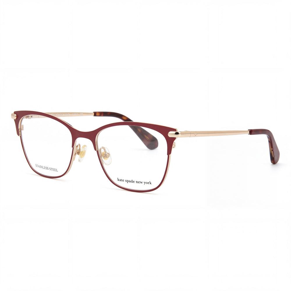 Kate Spade New York Women's Burgundy Metal Rectangular Eyeglasses with Burgundy Lenses 50-17-140
