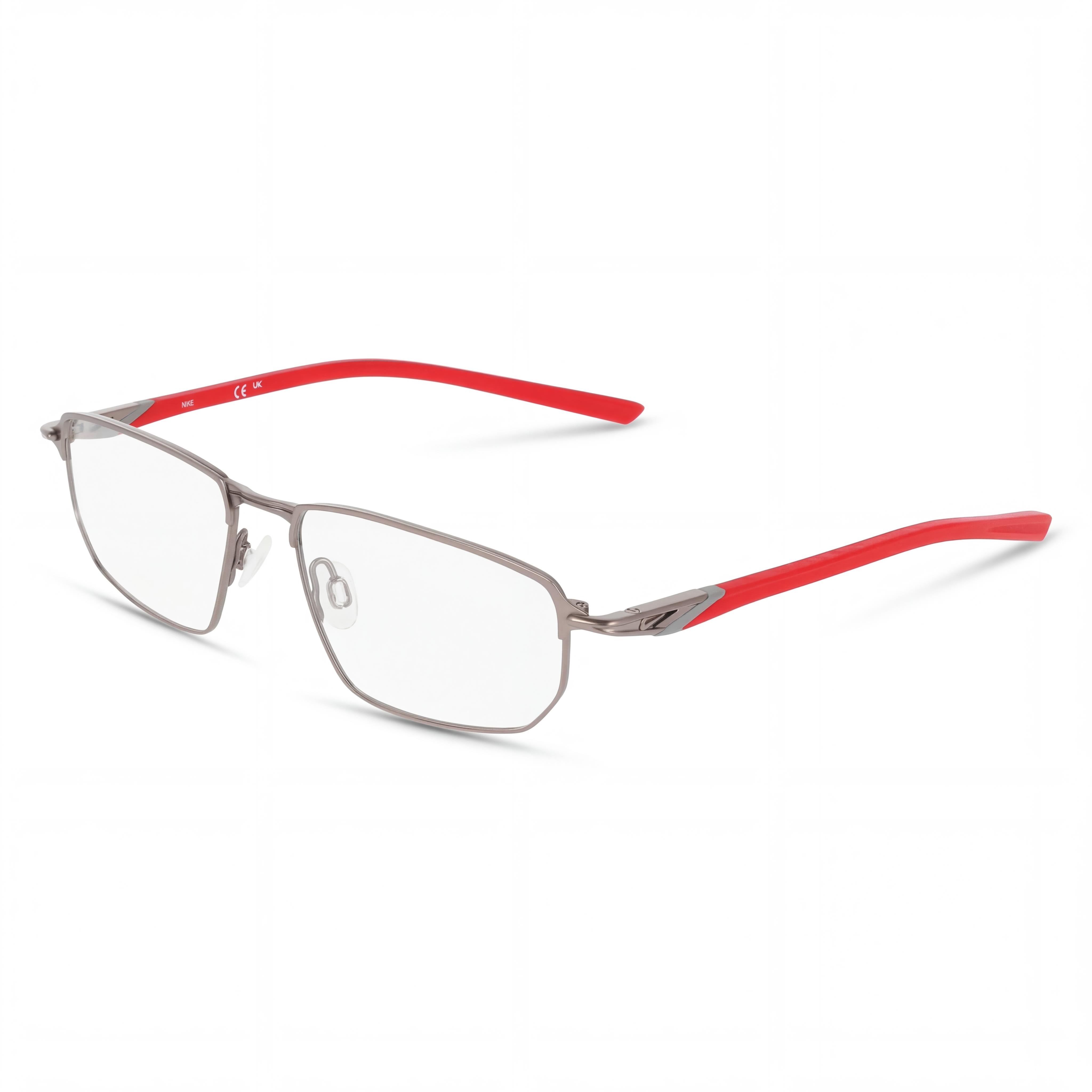 Nike Men's 6067 Metal Eyeglasses, Satin Gunmetal University Red, 55mm, Photo 1