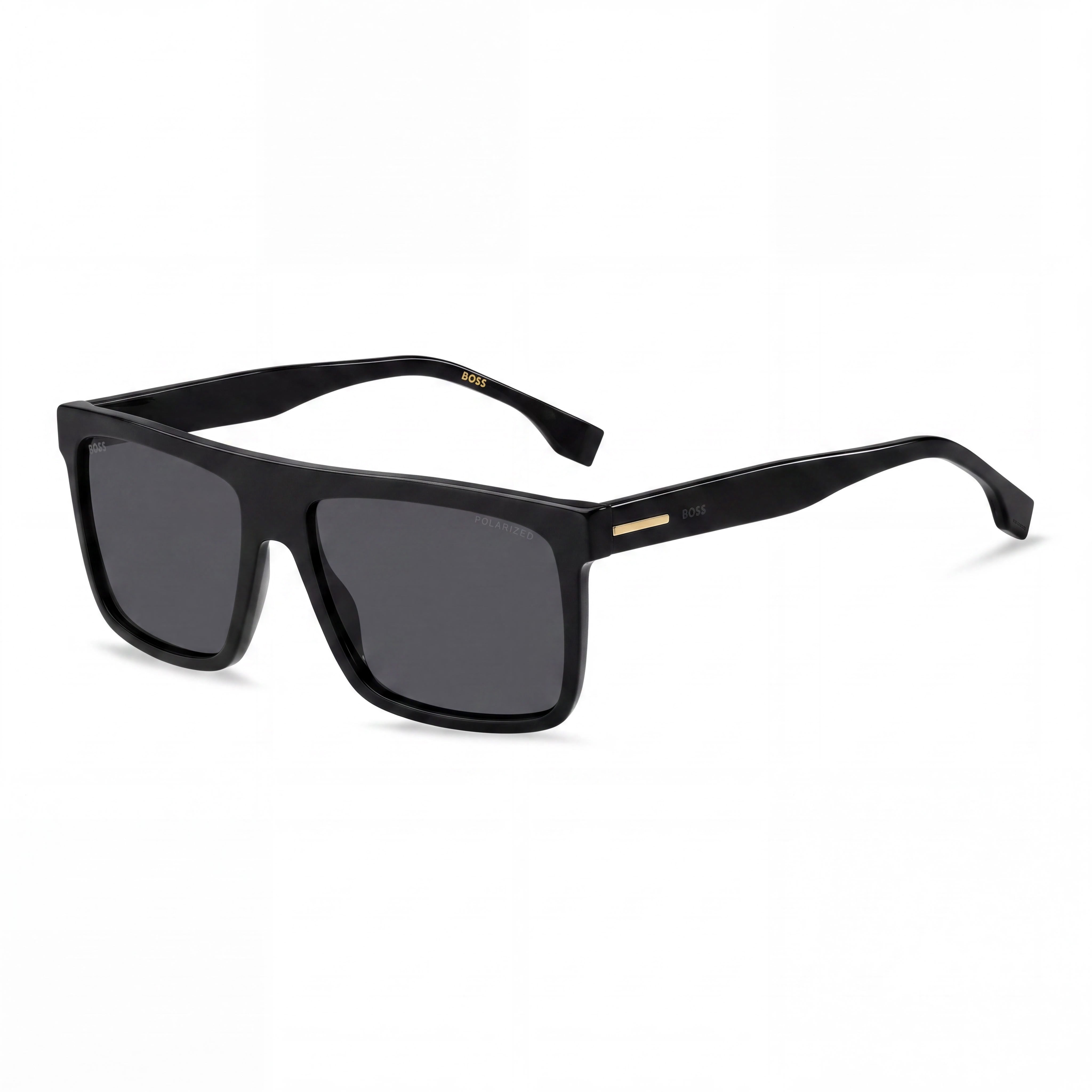 Hugo Boss 1440/S Unisex Square Black Acetate Polarized Sunglasses with UV Protection, Gray Gradient 59mm, Photo 1