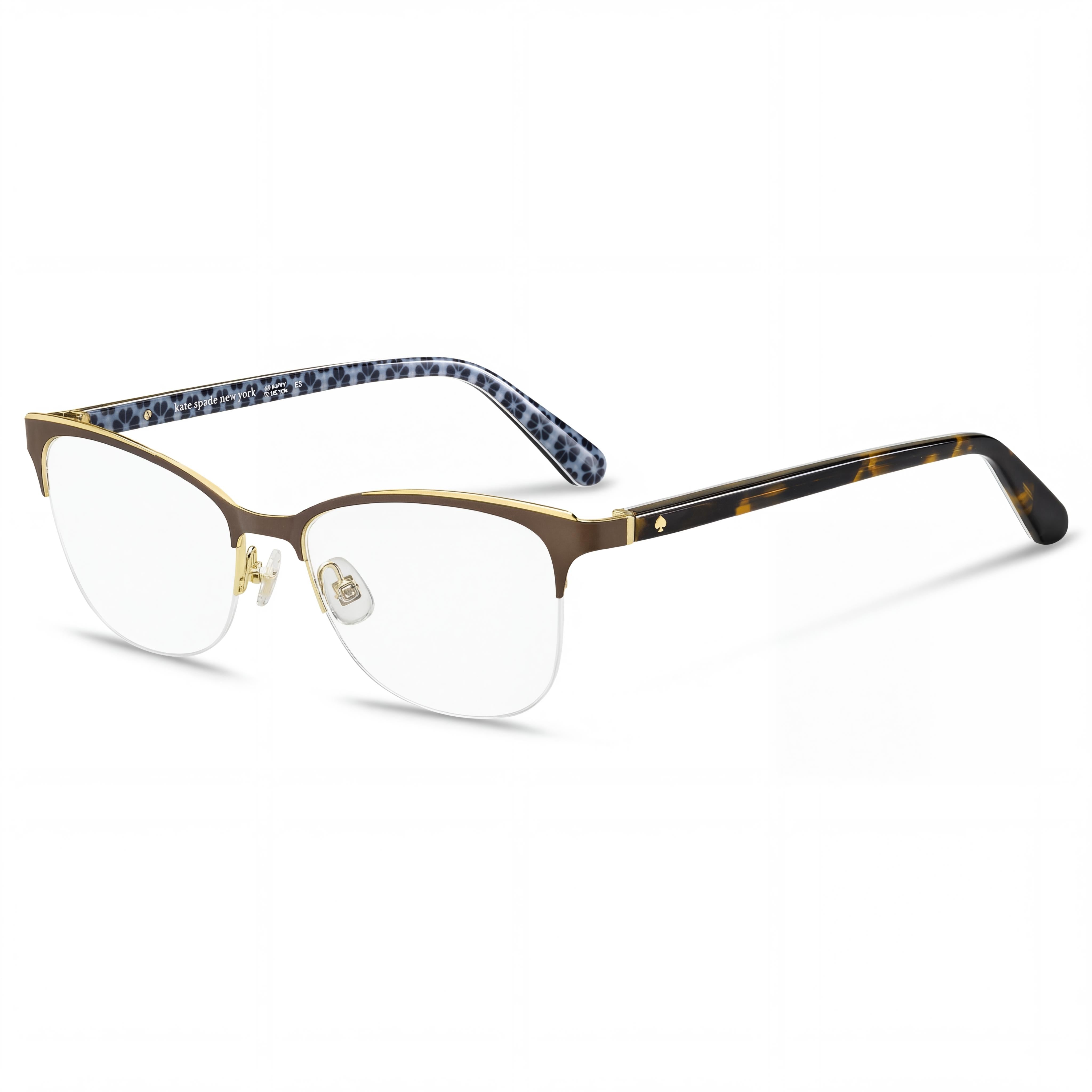 Gafas de sol Kate Spade New York para mujer, rectangulares, de media montura, de acero inoxidable y acetato, color marrón, con lentes de 50 mm de ancho., Photo 1