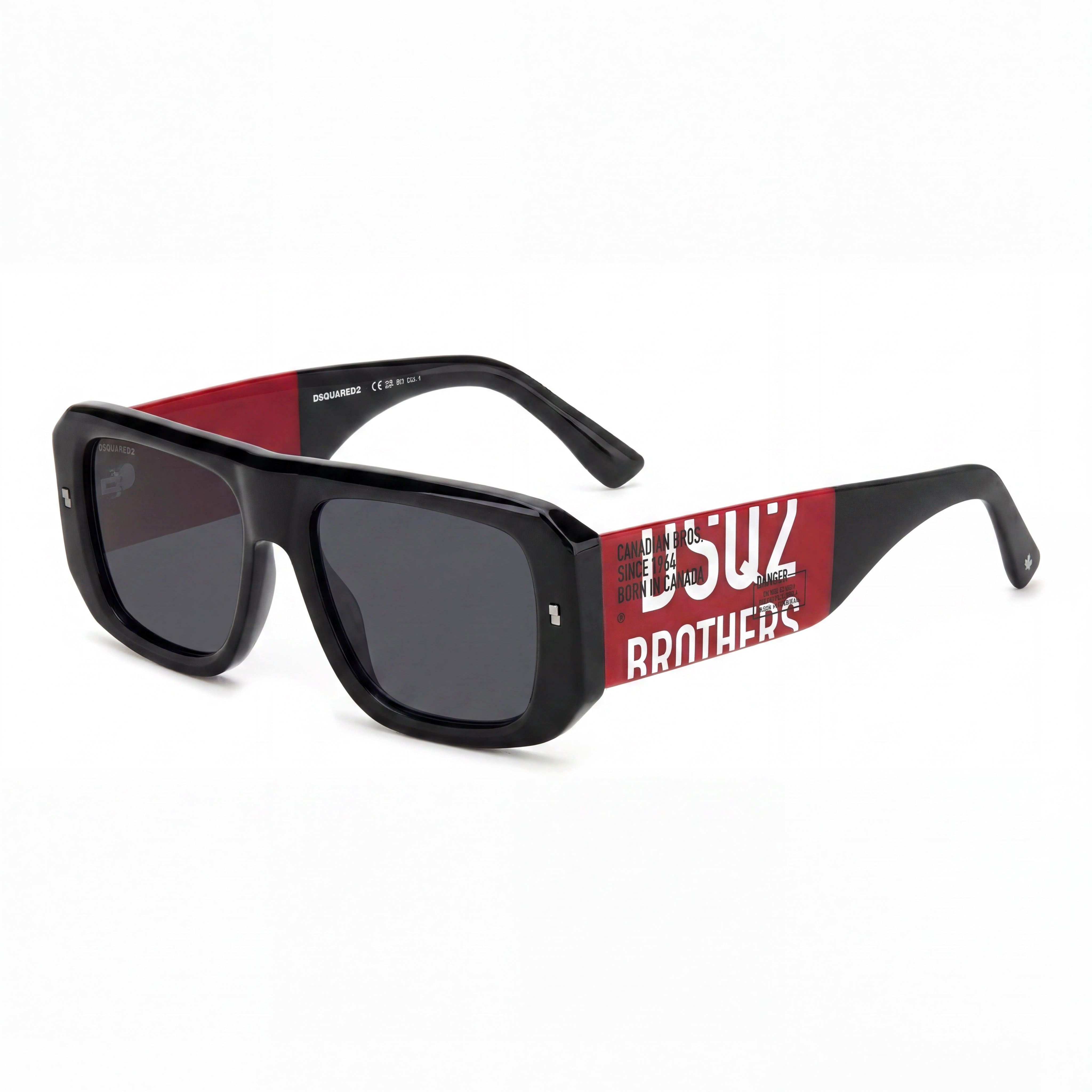 Gafas de Sol Clásicas D2 0107/S para Hombre DSQUARED2 de Acetato Negro y Rojo con Protección UV, 54mm, Photo 1