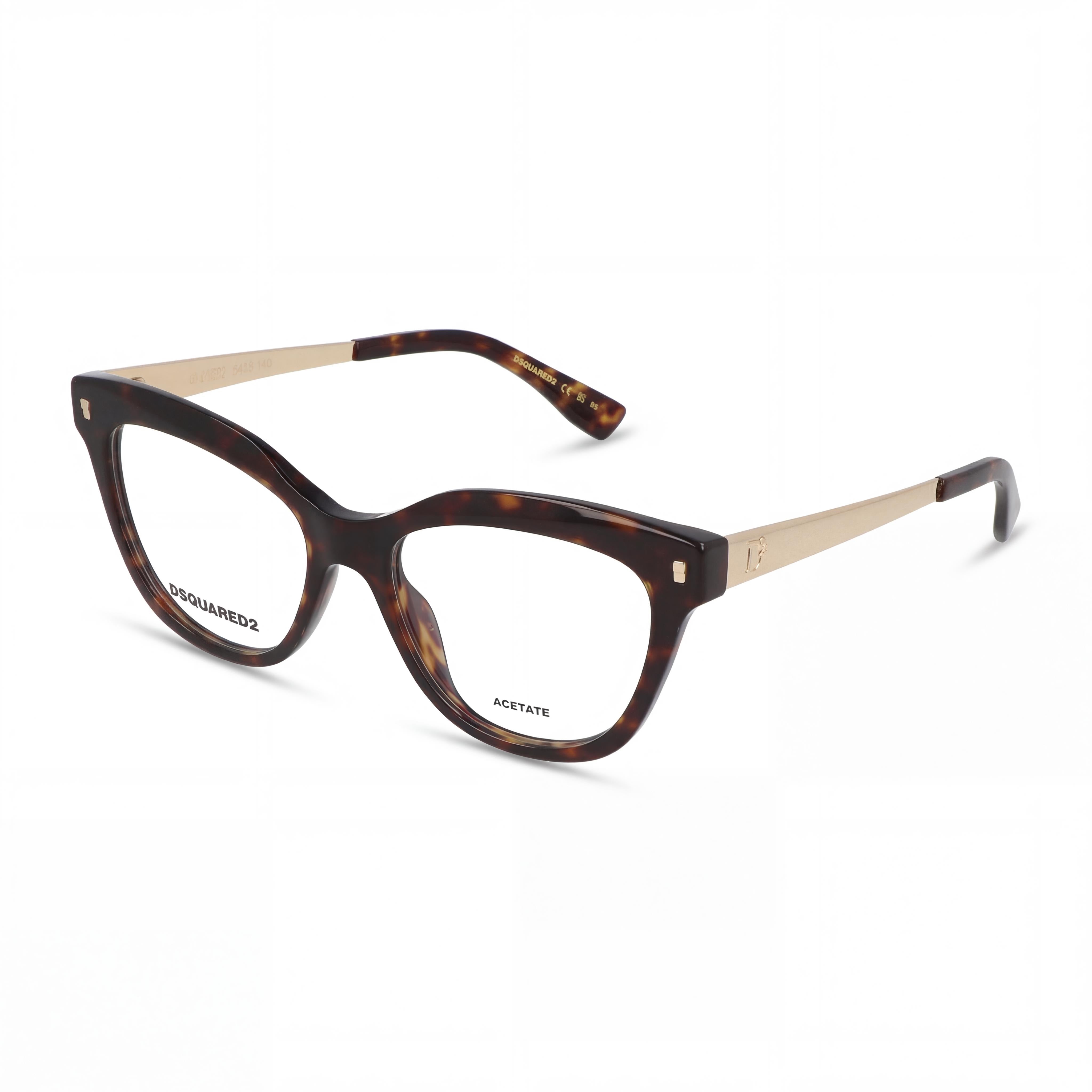 Dsquared2 Casual Women's Acetate Frame Plastic Lens Glasses with 52mm Lens Width, 16mm Bridge, 145mm Temples, Photo 1
