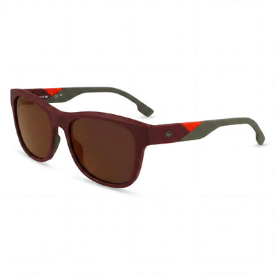 Gafas de sol Lacoste L6043s para hombre, de plástico burdeos mate, con protección UV de espejo naranja, 56 mm
