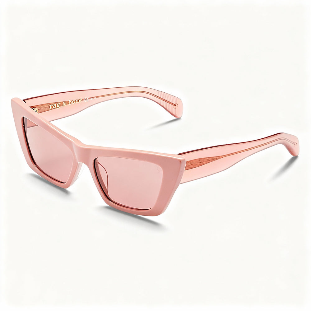 Gafas de sol informales Rag &amp; Bone de acetato rosa para mujer, lentes UV no polarizadas color burdeos, 53-16-140