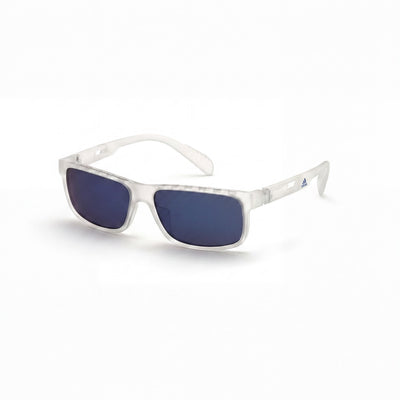 Gafas de sol adidas Classic para hombre, montura de plástico azul espejo, lentes de policarbonato con protección UV de 52 mm