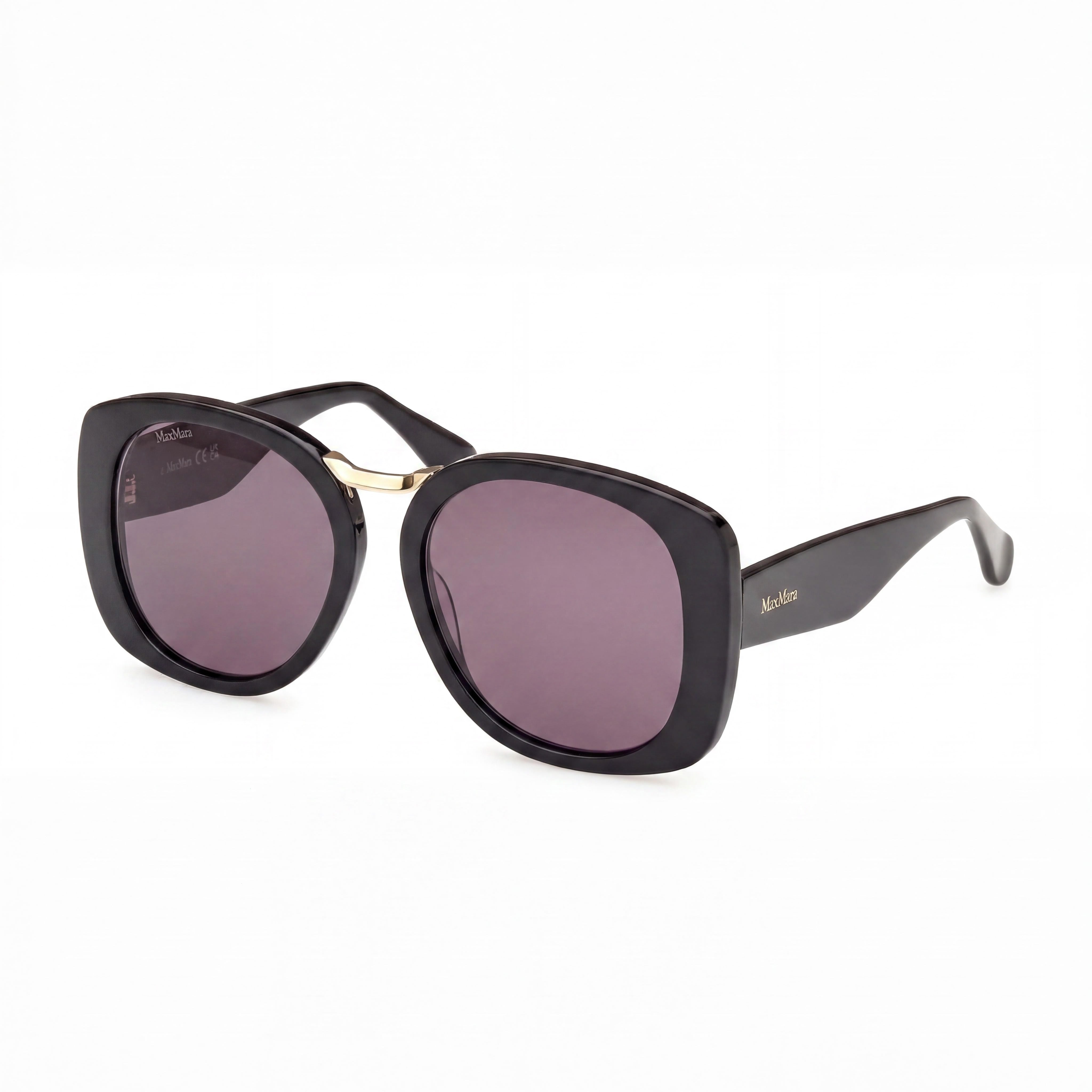 MaxMara Mm0092 Unisex Eyewear with Shiny Black Acetate Frame and Non-Polarized Polycarbonate Lenses 55mm, Photo 1