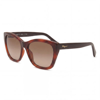 Gafas de Sol Clásicas Ferragamo para Mujer de Plástico Tortuga Marrón No Polarizadas 100% Protección UV 56mm