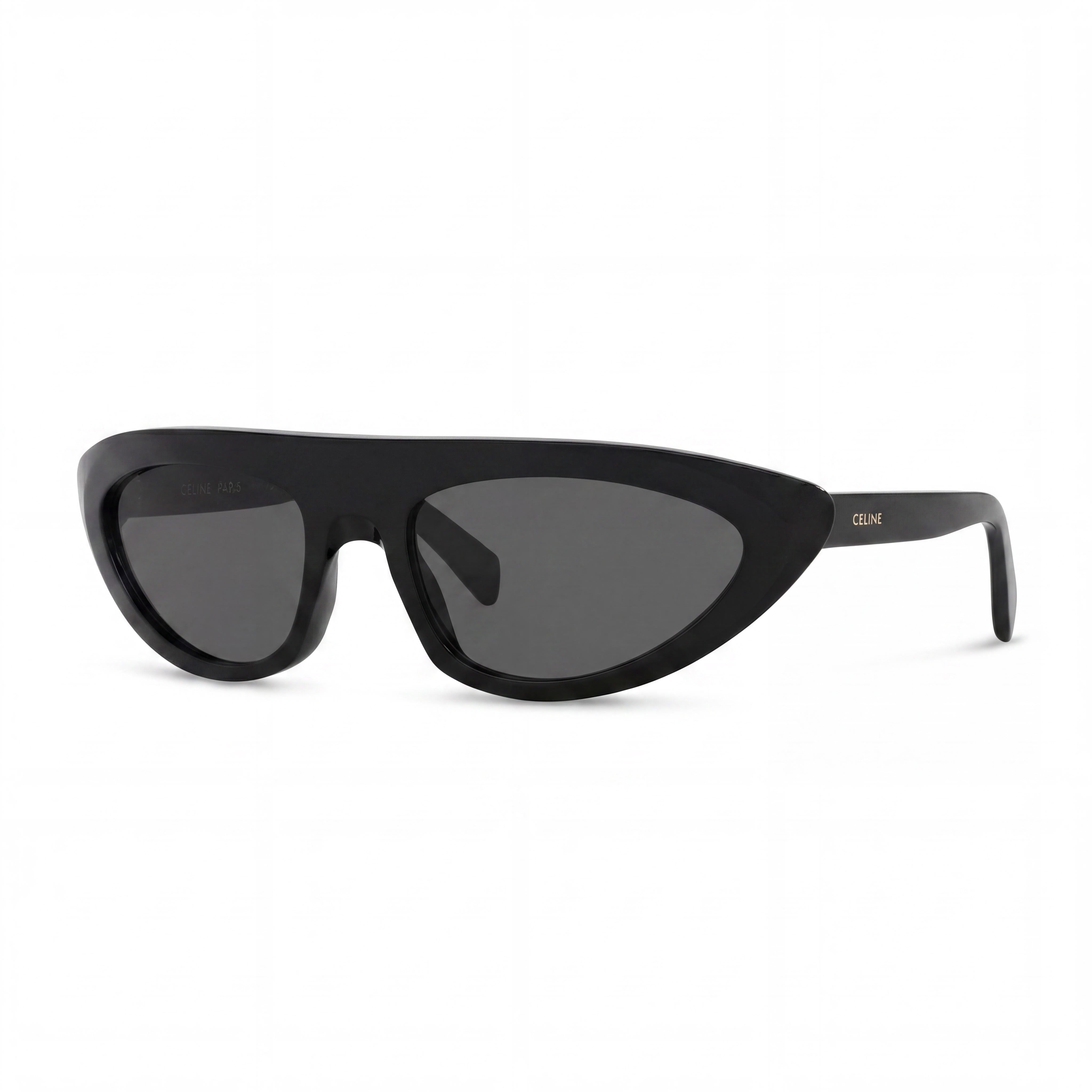 Celine CL40261I Unisex Irregular Shape Black Shiny Acetate Frame with Blue Polyamide Lenses, High Bridge Fit Eyewear, Photo 1