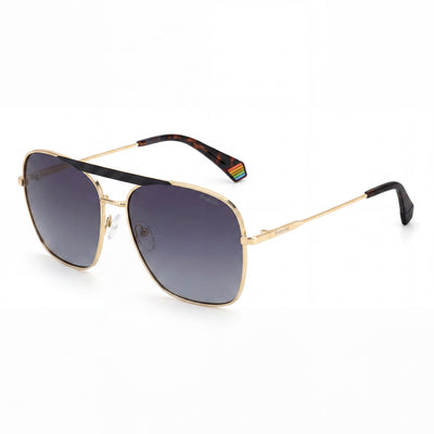 Gafas Polaroid Modern para mujer, de acero inoxidable, mate, negro, dorado y gris, con protección UV 400, talla 59-16-145