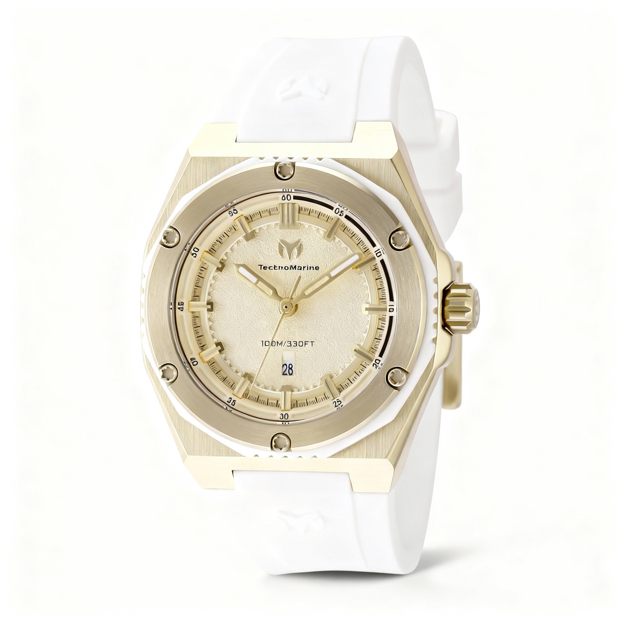 TechnoMarine CORAL Legacy TM-416080 Women's Quartz Gold Dial 36mm Silicone Strap 10 ATM Water Resistant Watch