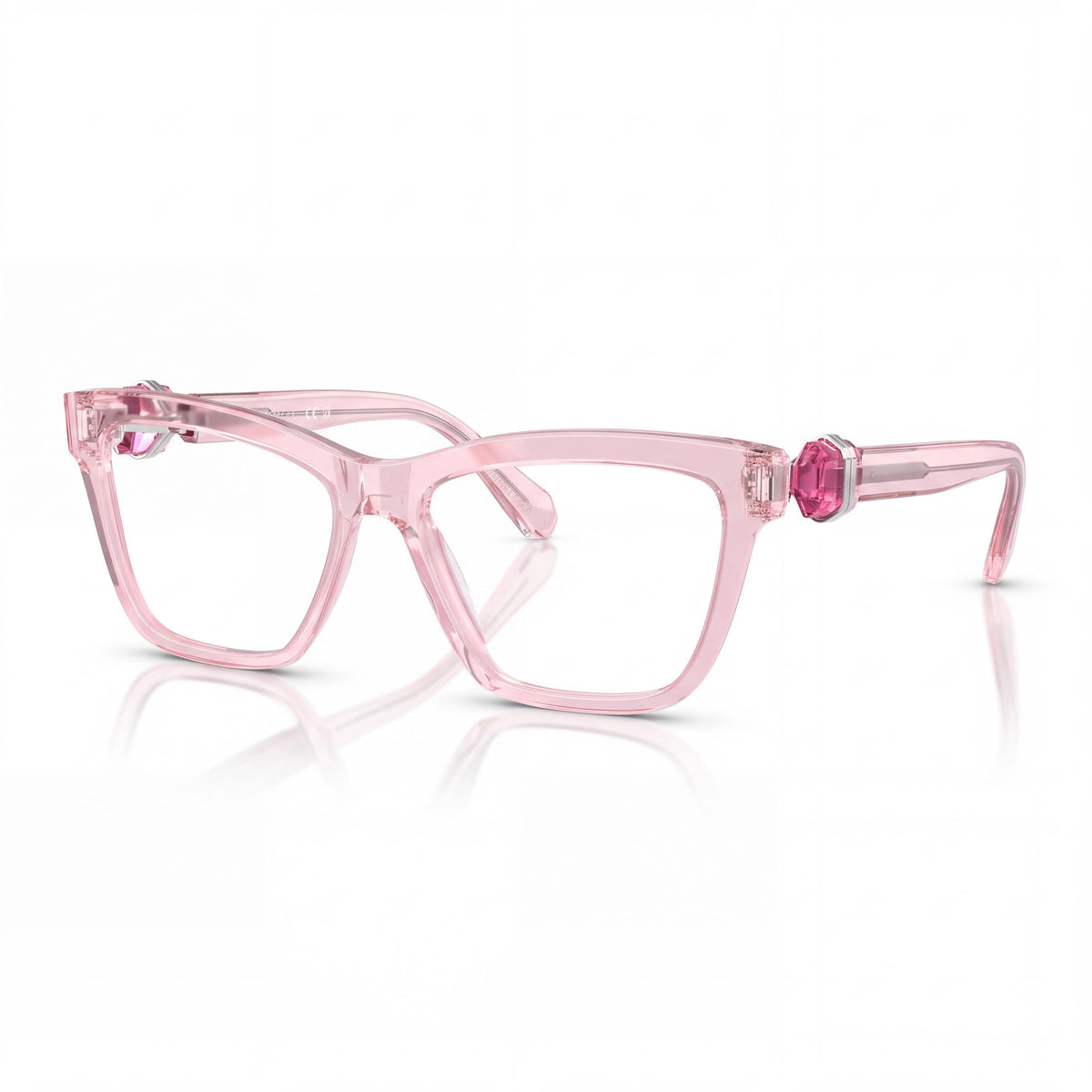 Montura de plástico de estilo cuadrado para mujer Swarovski SK2021, en color rosa transparente, con lentes de 55 mm, Photo 1