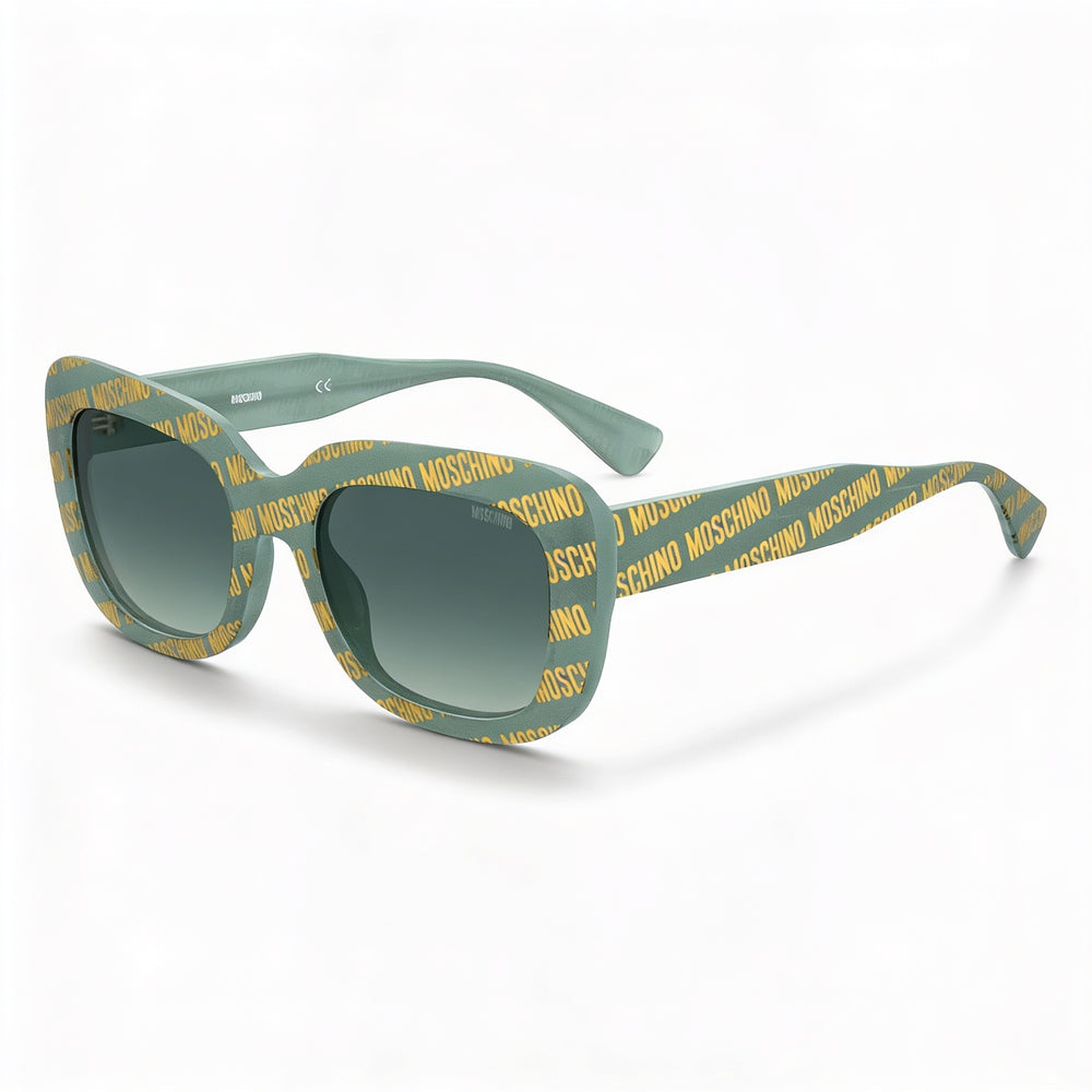 Moschino Classic Women's Cat Eye Green Pattern Acetate UV Protection Sunglasses 53mm