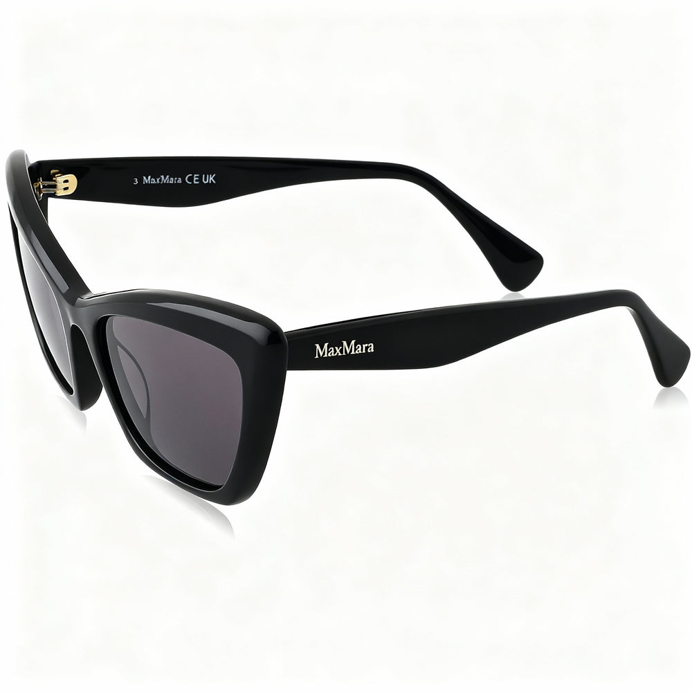 Gafas de sol MaxMara Modern para mujer, montura de plástico negra, lentes ahumadas no polarizadas, 57-18-145 mm