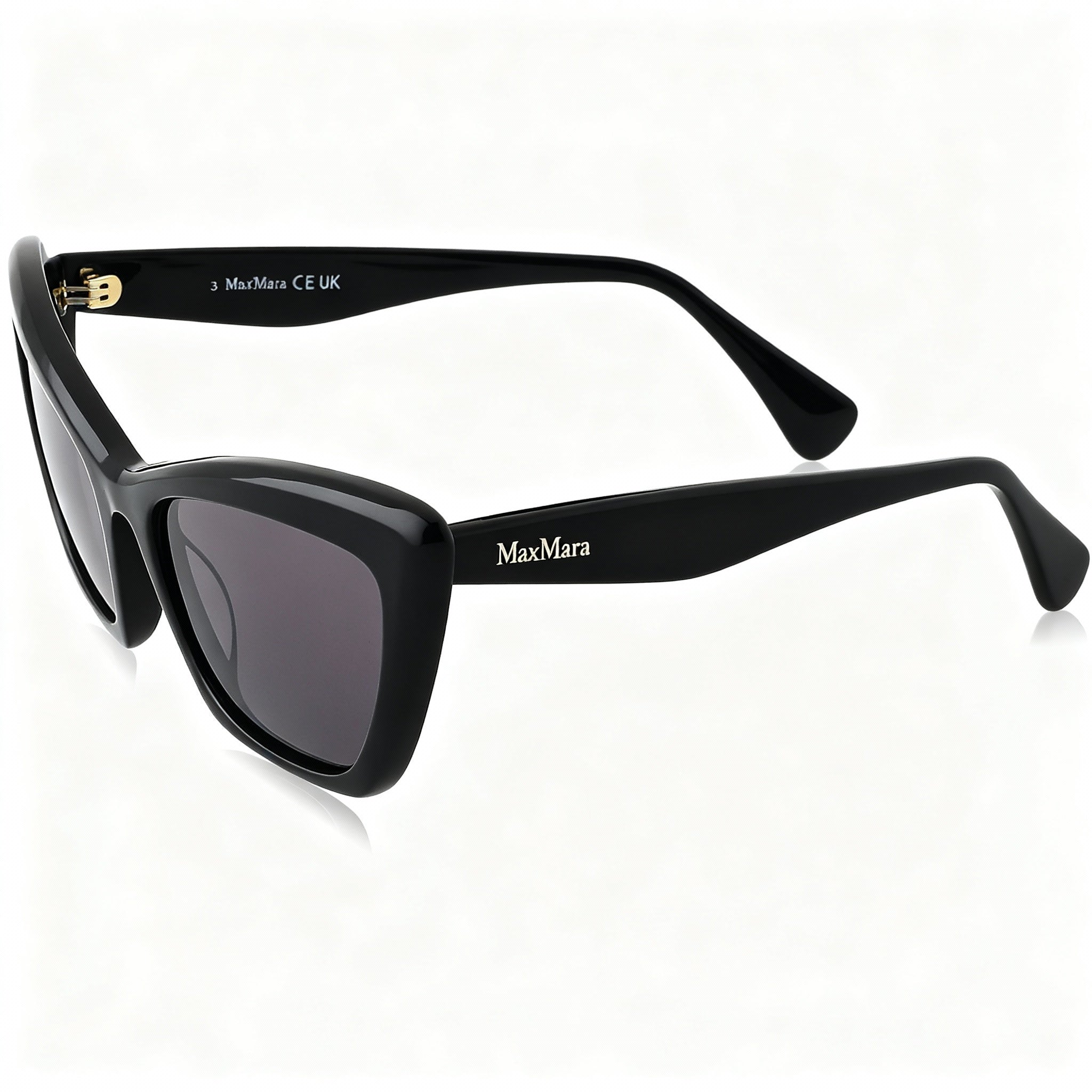 MaxMara Modern Women's Sunglasses, Black Plastic Frame, Non-Polarized Smoke Lenses, 57-18-145mm, Photo 1