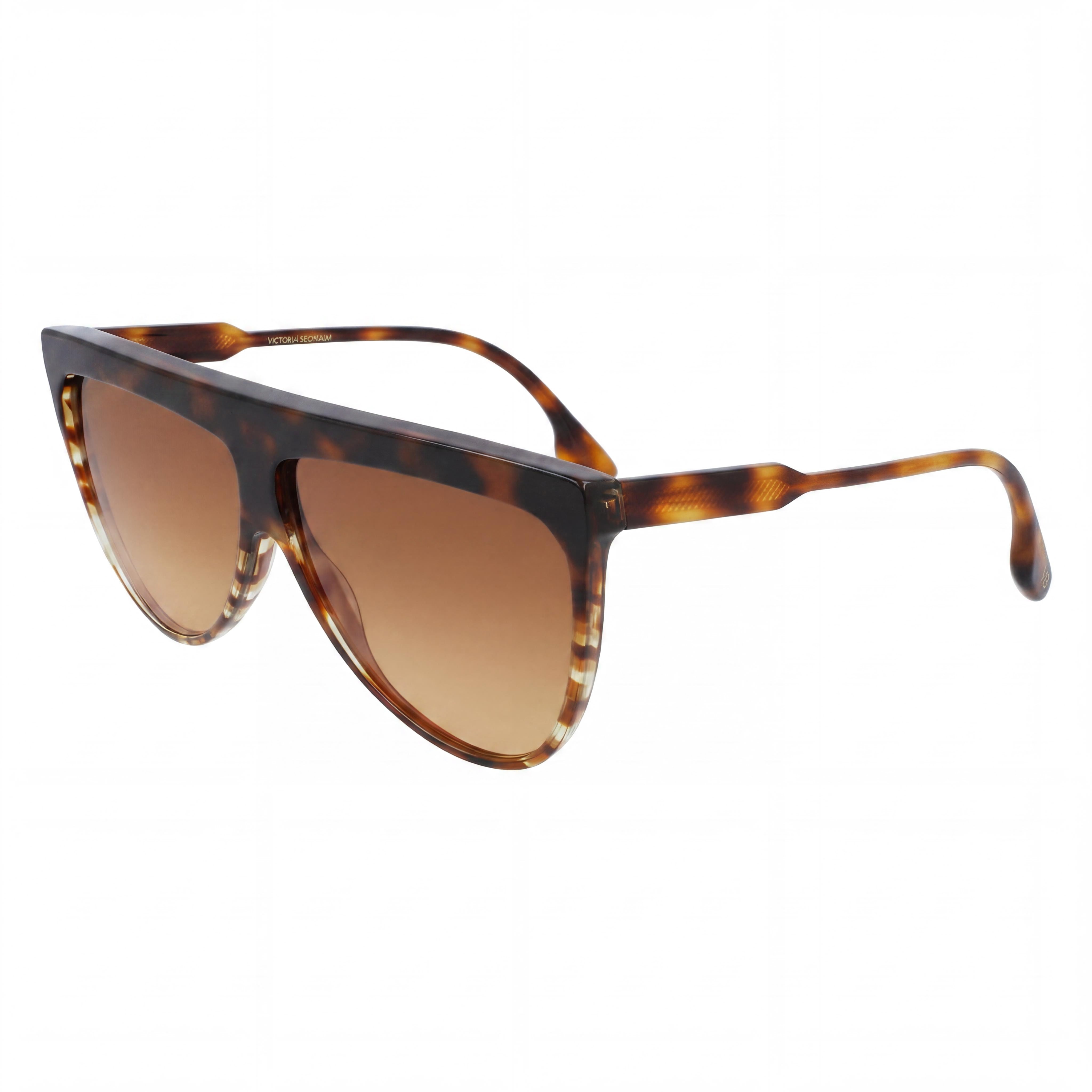 Victoria Beckham Modern VB619S 44812 Women's Metal Frame Polycarbonate Lens Striped Dark Havana Sunglasses 65mm, Photo 1