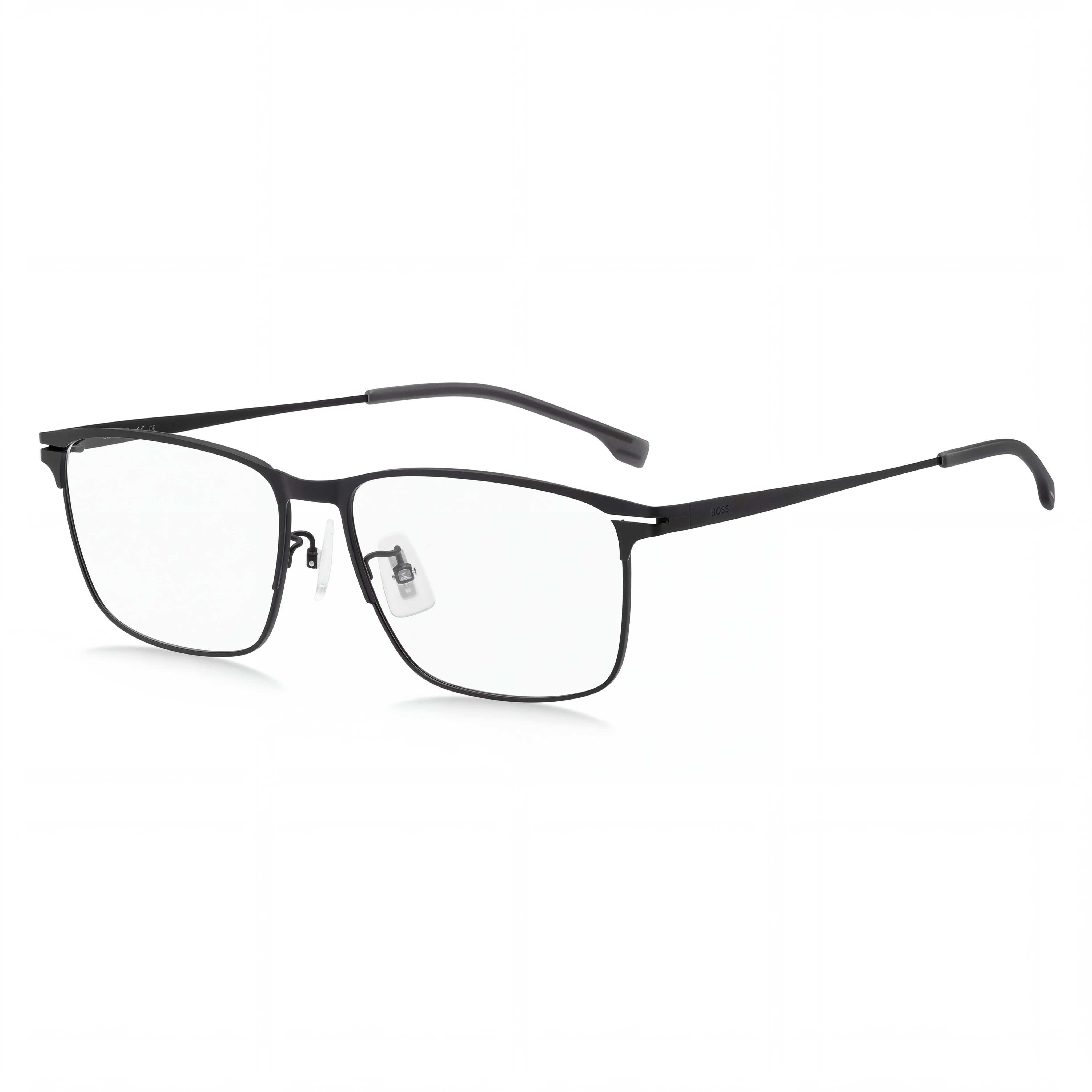 Hugo Boss Classic Unisex Eyewear featuring Metal Frame and Polycarbonate Lenses, Matt Black, 57mm Lens Width, 150mm Temple, Photo 1