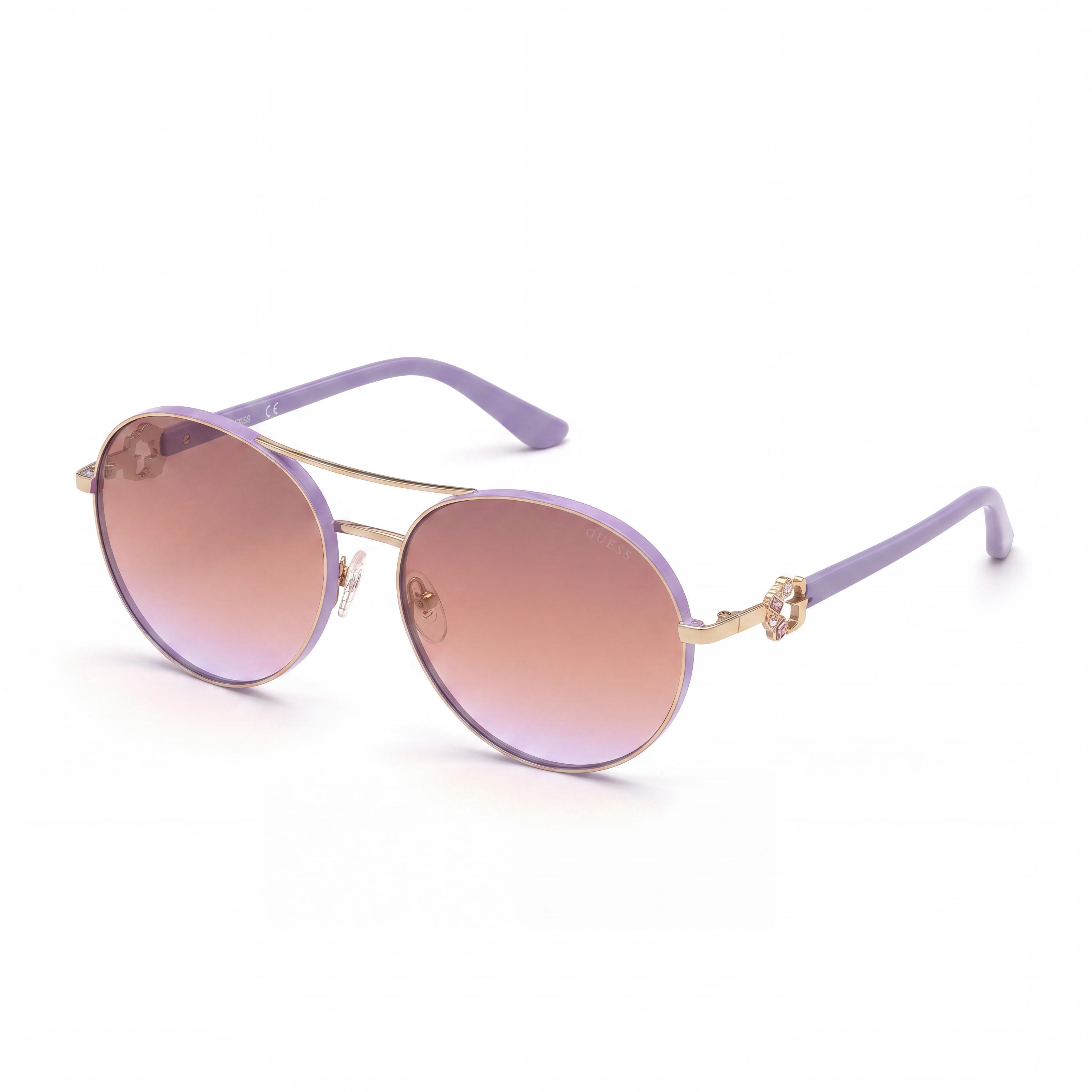GUESS Gu7791-s Women's Non-Polarized Sunglasses with Gold Gradient Violet Plastic Frame and Violet Lenses 62mm, Photo 1