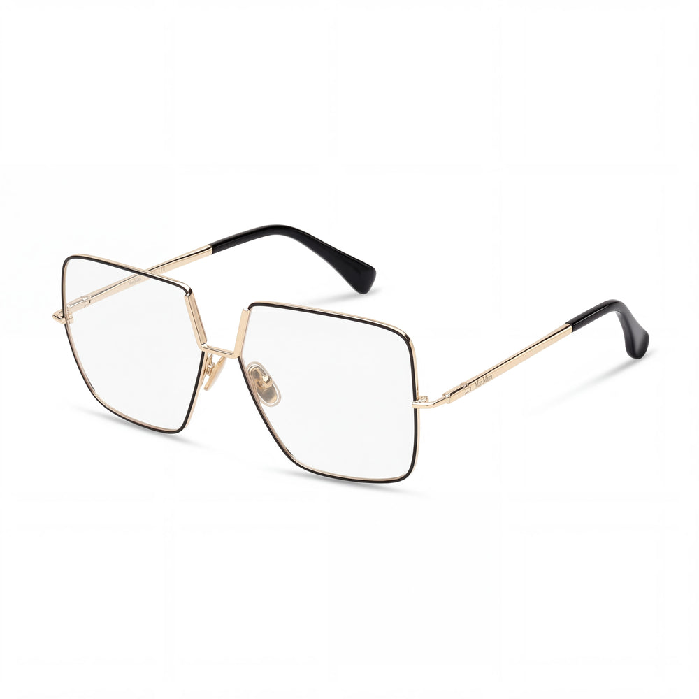 MaxMara Women's Metal Eyewear, Polarized Multicoloured Lenses, Shiny Black, Pale Gold 2-13-135mm