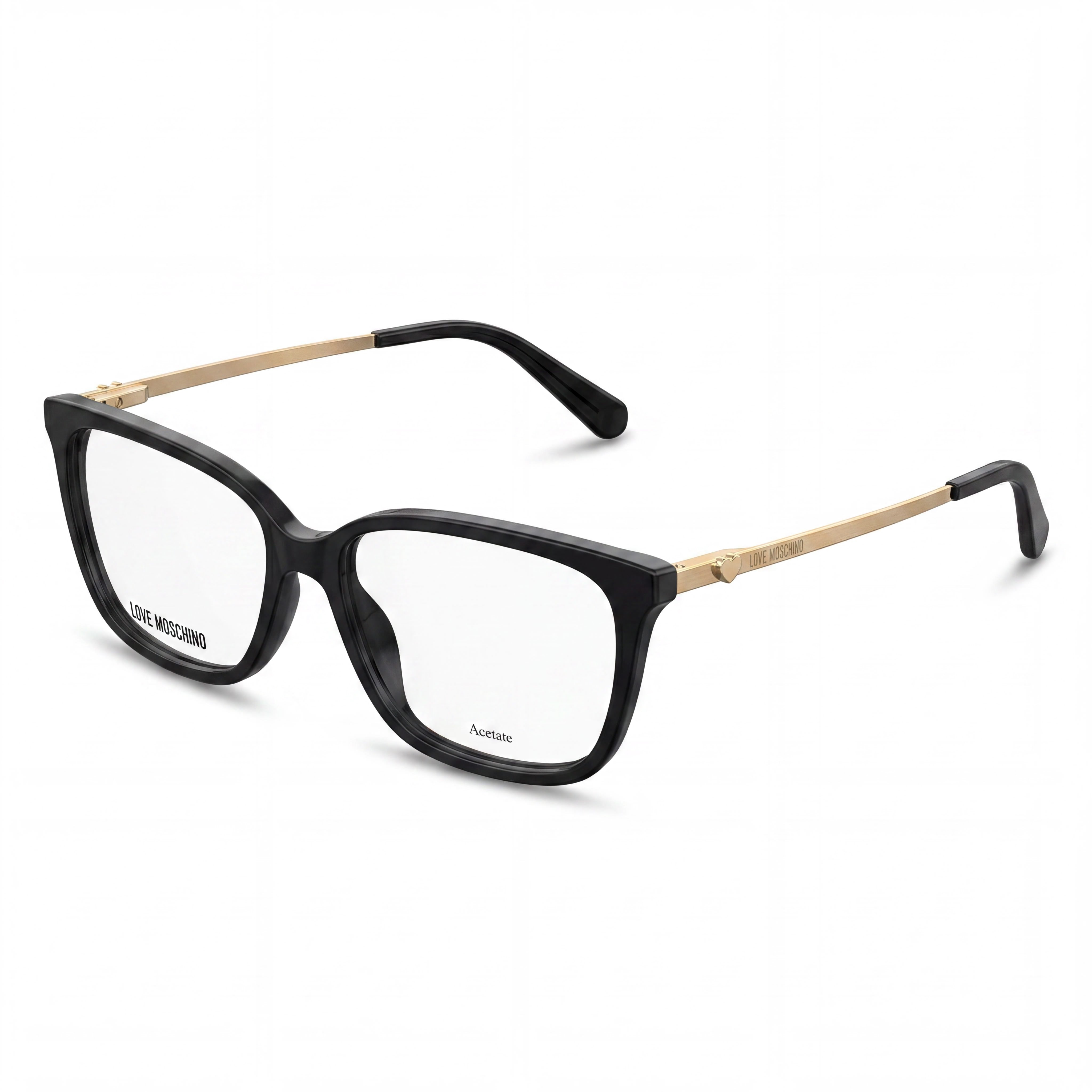 Love Moschino Women's Fashion Glasses 3D Heart Rectangular Black Acetate & Metal 52mm, Photo 1