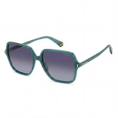 Polaroid Eyewear Gafas de Sol Clásicas para Mujer, Verdes, de Policarbonato Ecológico, con Lentes Grises Degradadas Polarizadas UV 400 de 56mm
