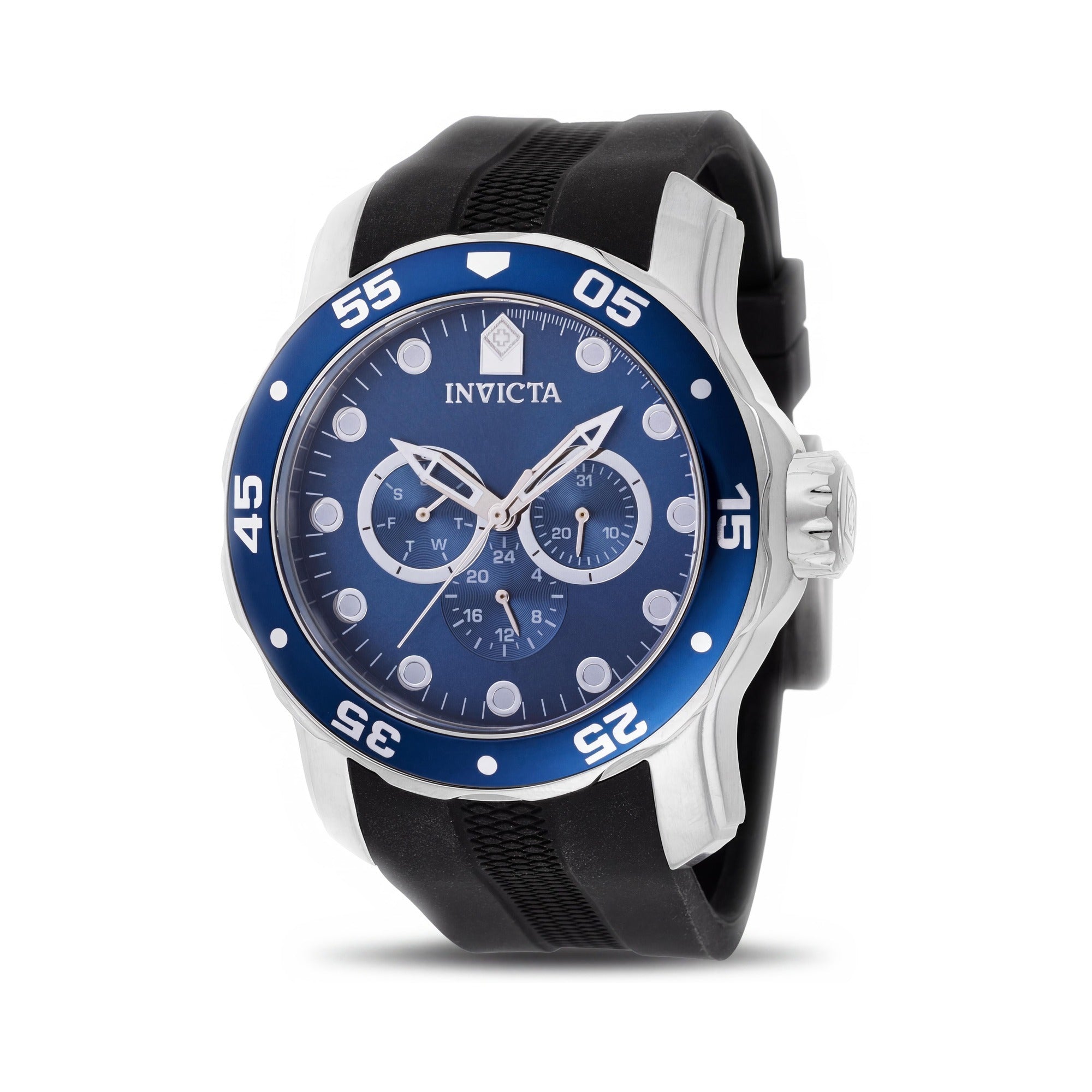 Invicta Pro Diver IN-45722 Men's Black Stainless Steel Case Blue Dial Quartz Stop Watch 10 Bar Waterproof 48mm, Photo 1