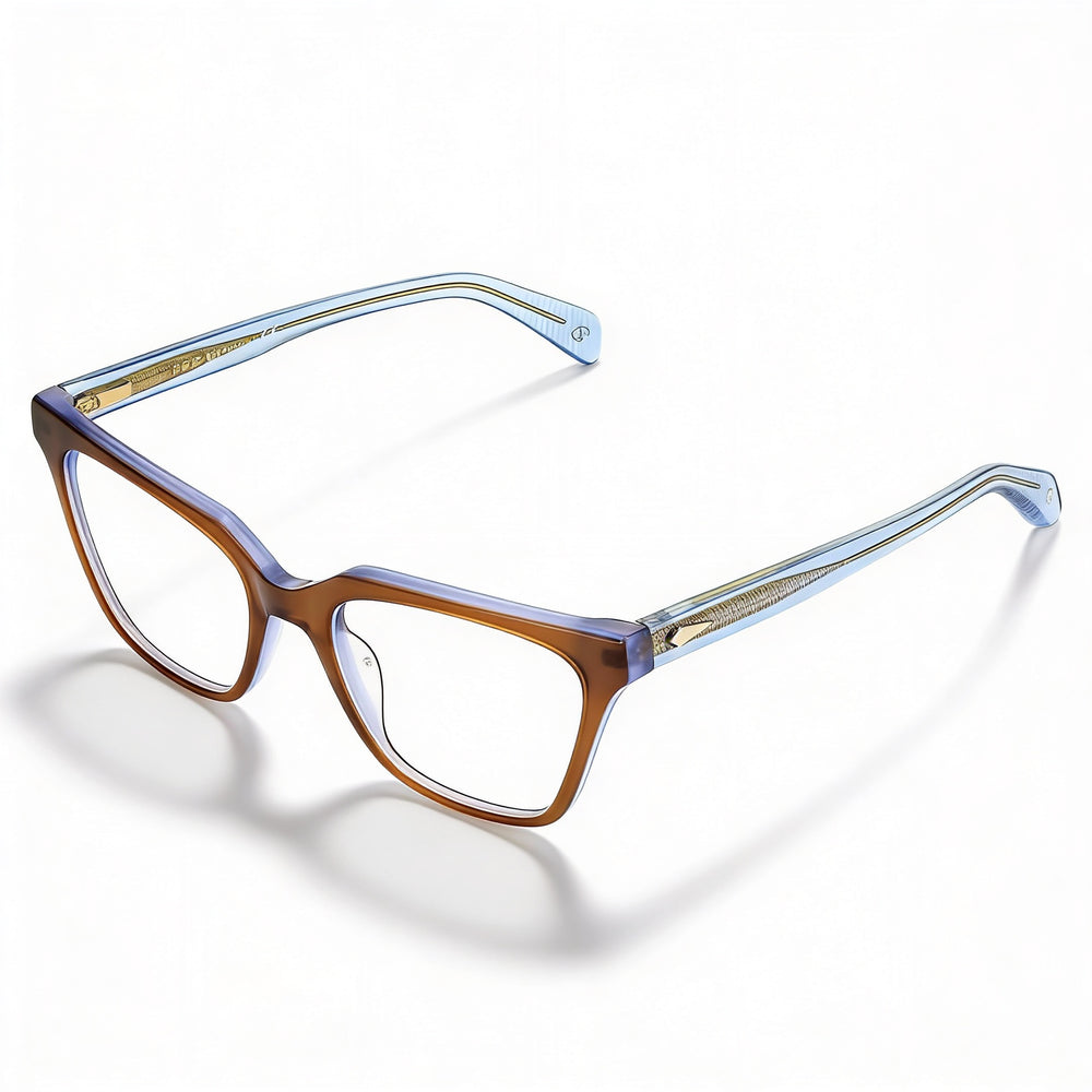 Gafas de sol modernas Rag & Bone con montura de acetato para mujer, graduadas, color marrón y azul, talla 53-18-140
