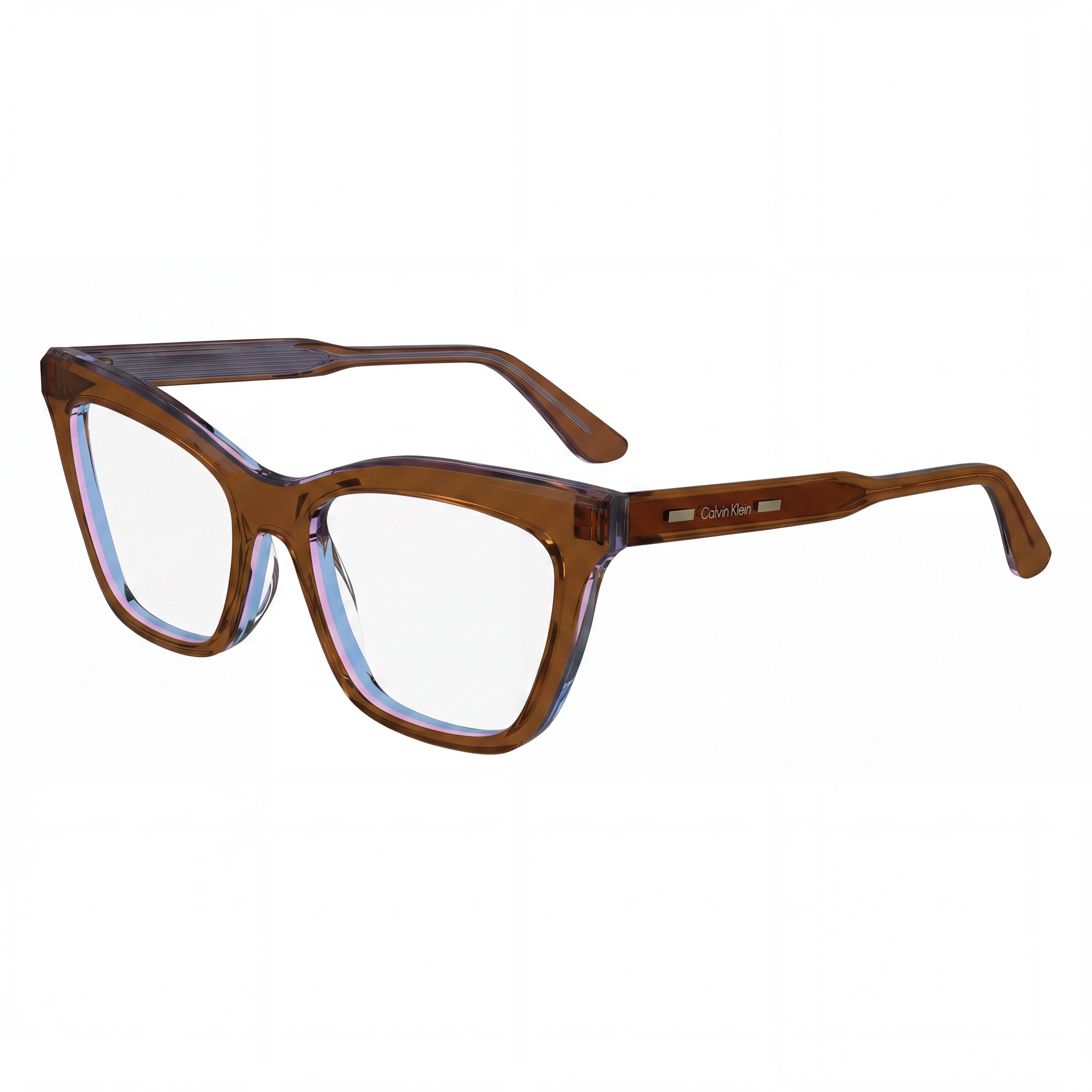 Calvin Klein Modern Women's Eyewear Frames, Acetate Material, Brown/Azure Color, Lens Width 52mm, Photo 1