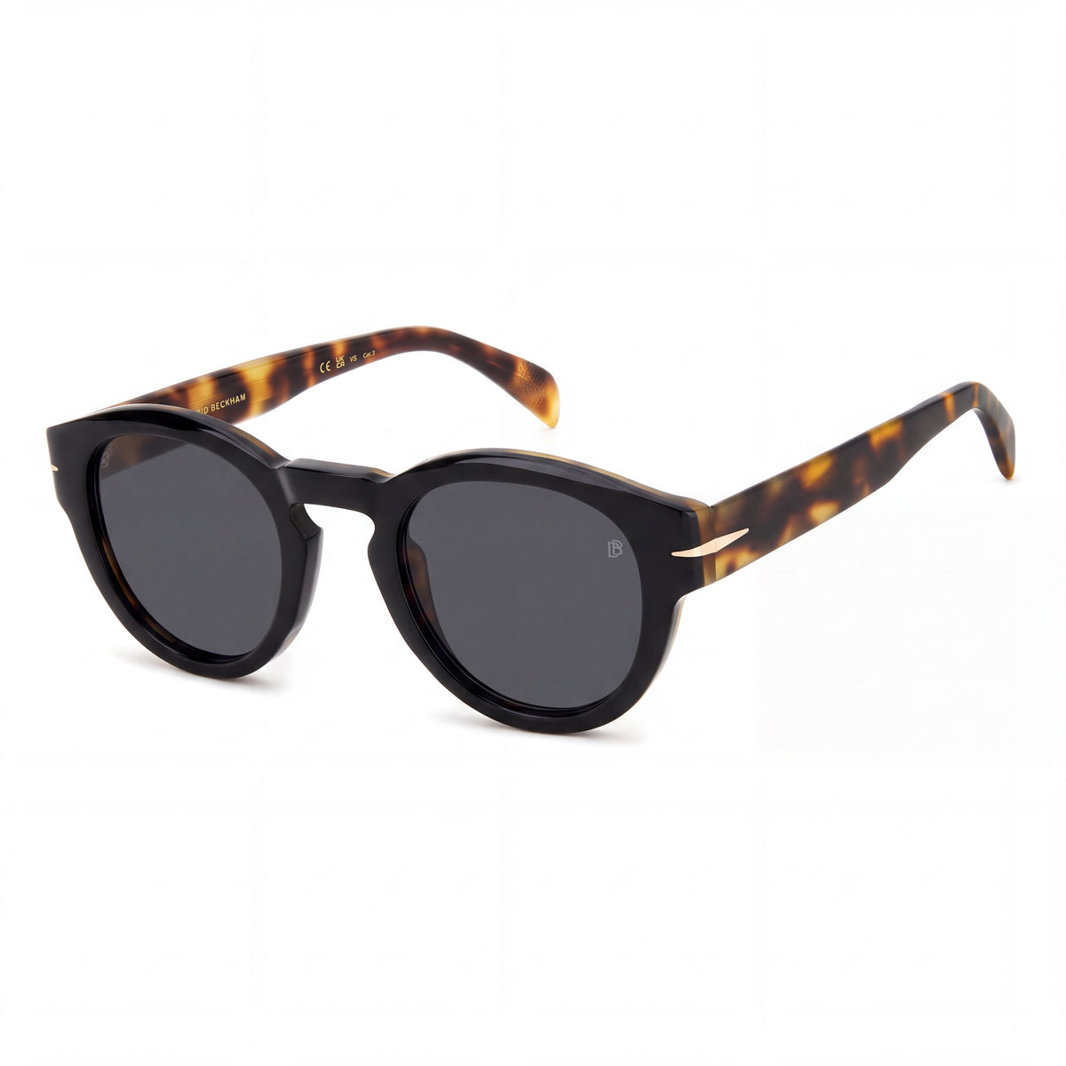 Gafas de sol David Beckham Classic Unisex Panthos de acetato negro y habana no polarizadas con protección UV gris de 49mm, Photo 1