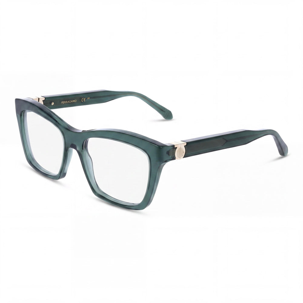 Gafas Ferragamo Sf3022 para hombre, montura de acetato transparente color caqui, lente de 53 mm, puente de 17 mm, patilla de 140 mm