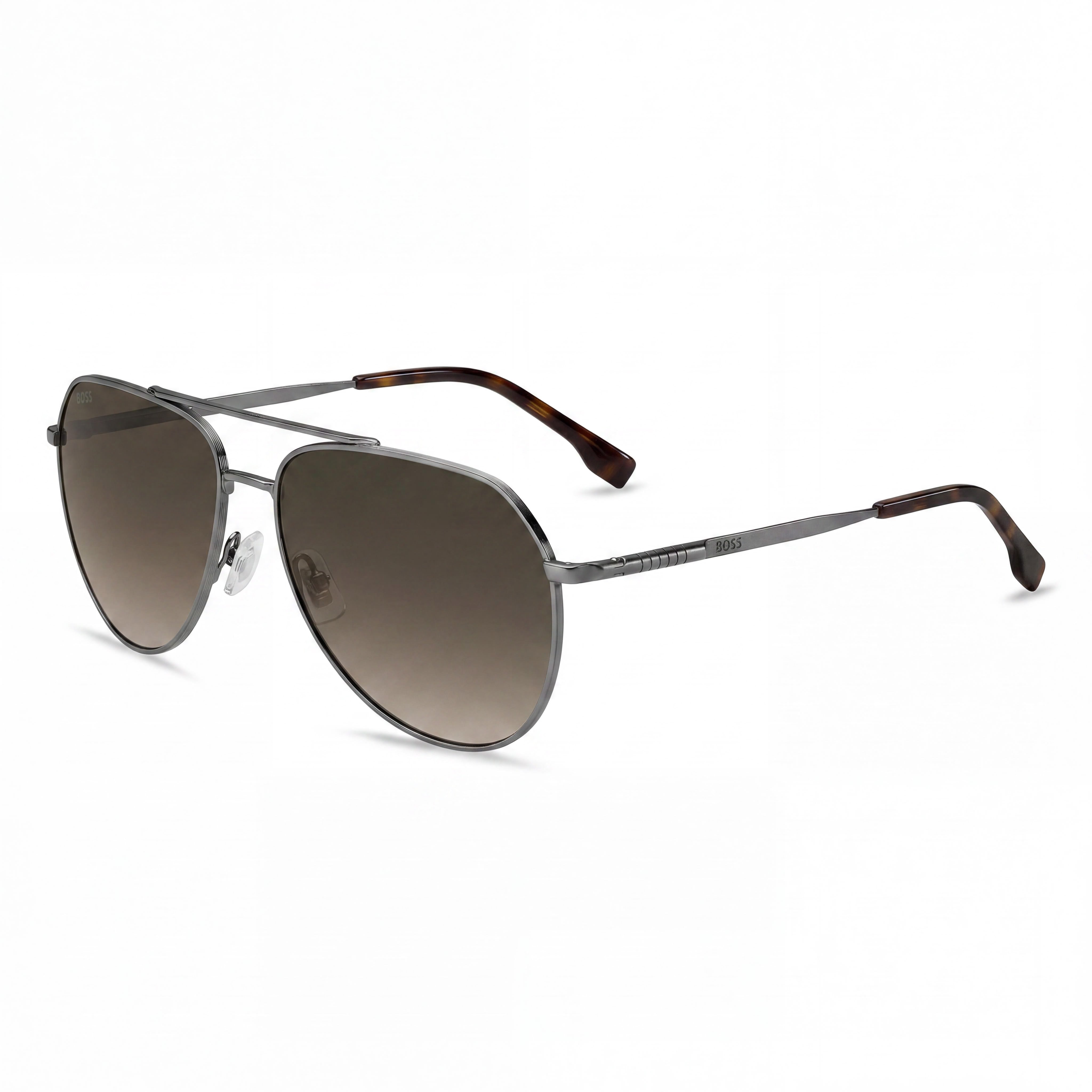 Gafas de sol para hombre Hugo Boss INTERNATIONAL, de metal, rutenio oscuro, con degradado marrón y 100% protección UV, 61 mm, Photo 1