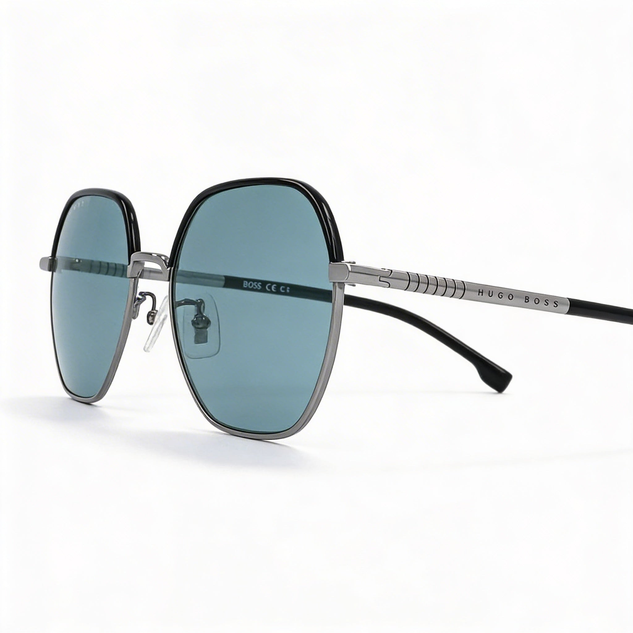 Hugo Boss Boss 1107/F/S Men's Asian Fit Dark Ruthenium Black Green Lens Non-Polarized UV Protection Sunglasses 56mm, Photo 1