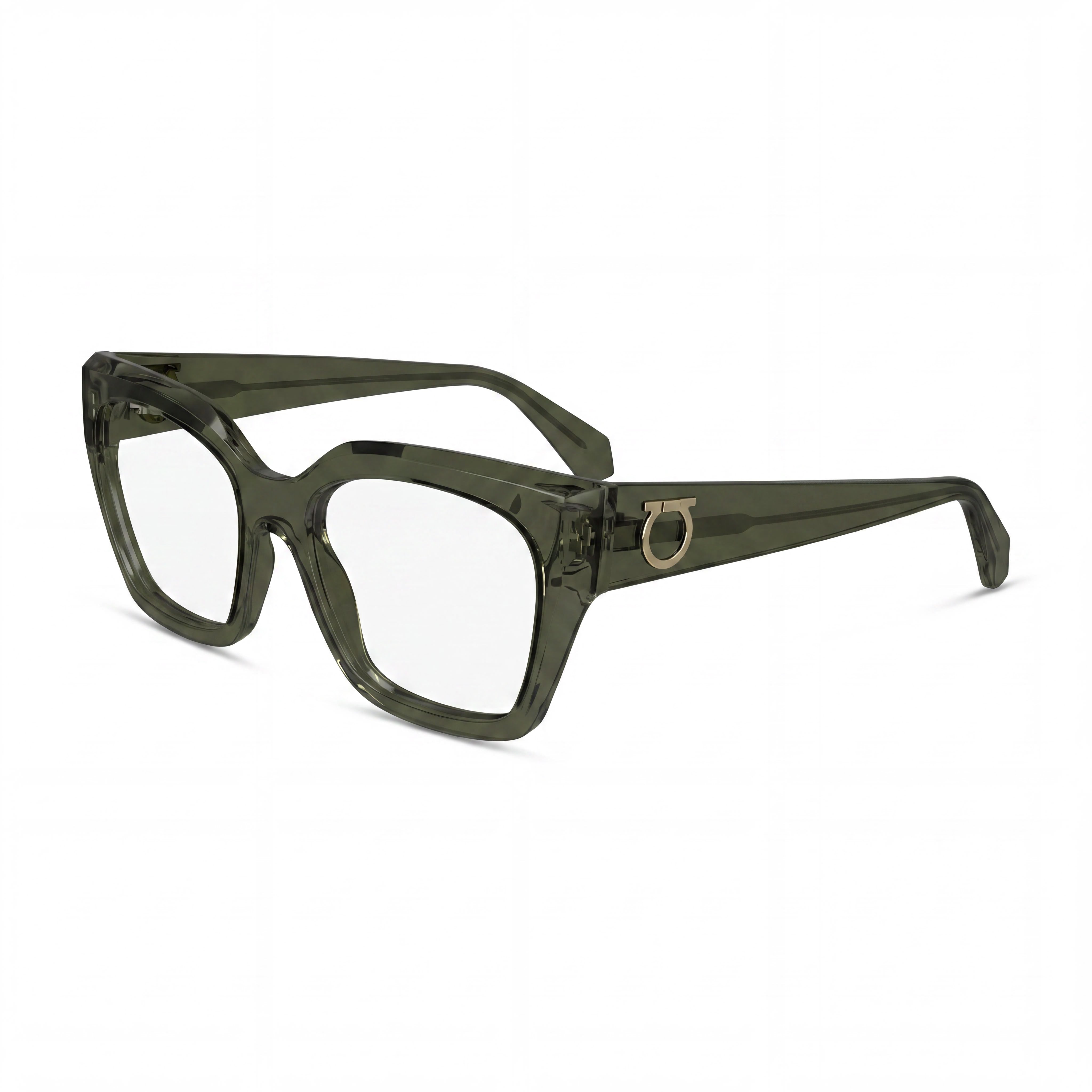 Ferragamo Men’s SF2983 Injected Acetate Eyewear, Transparent Khaki Frame, Multicoloured Lenses 53-18-140, Photo 1