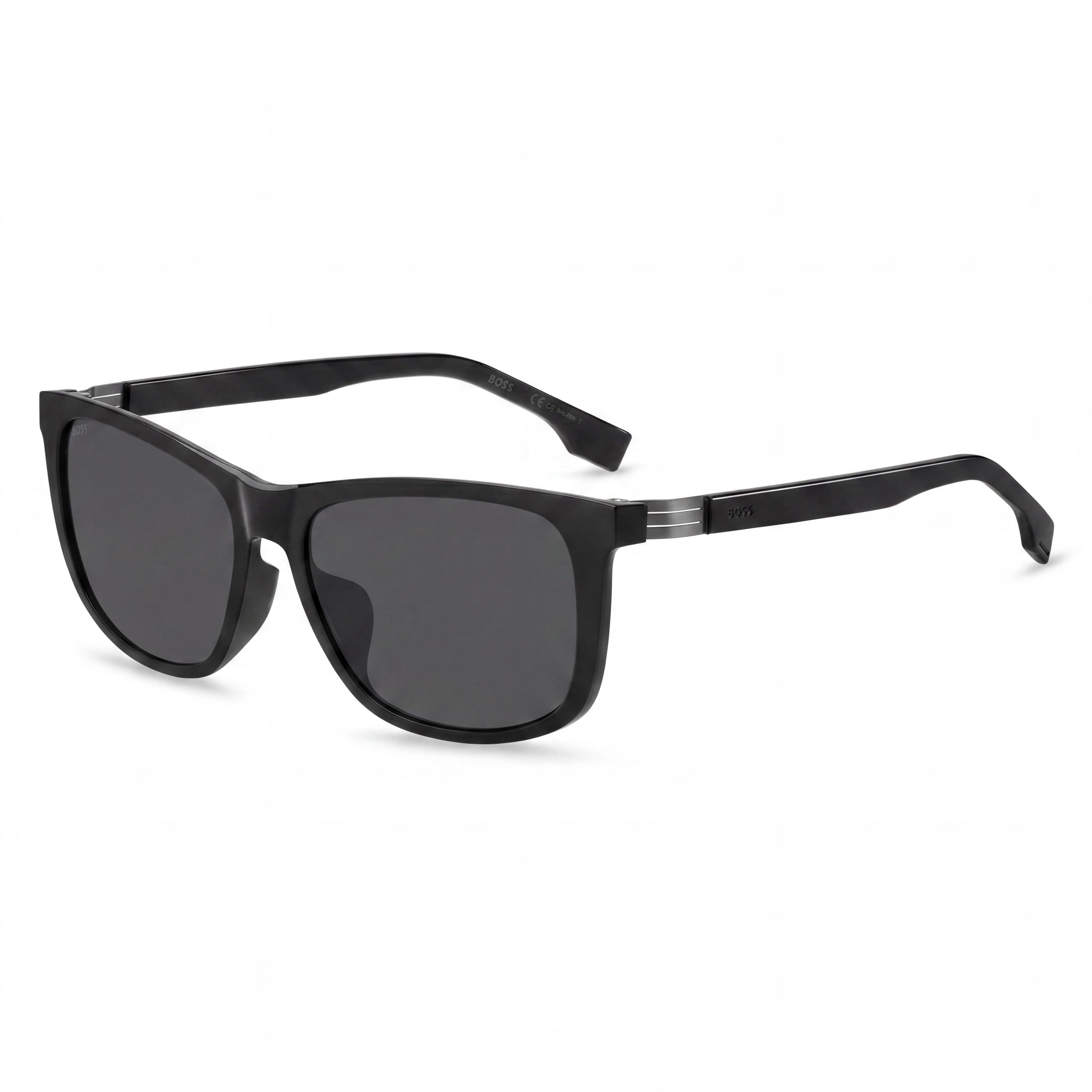 Hugo Boss Men's BOSS 1617/F/S Rectangular Black Grey Polyamide Frame Sunglasses with Grey UV Protection Lenses, 59mm, Photo 1