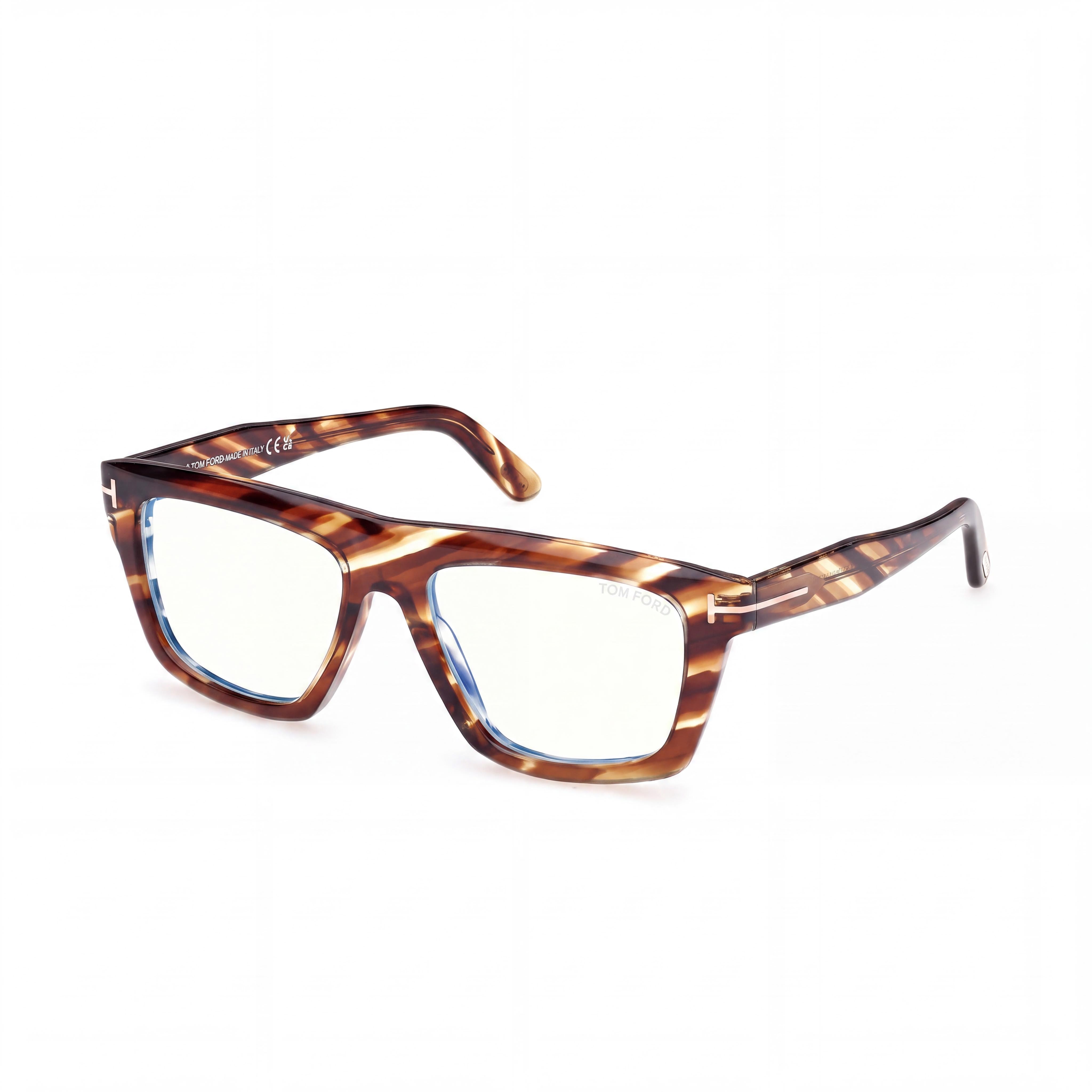 Tom Ford Ft6059-b Unisex Blue Filter Plastic Frame Eyeglasses, Coloured Havana Frame, Black Lenses, 54-17-145, Photo 1