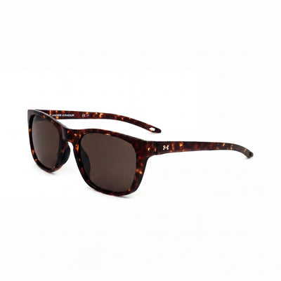 Under Armour Adult Raid Rectangular Sunglasses, Unisex, Brown Havana Plastic Frame, Brown UV Lens, 55mm