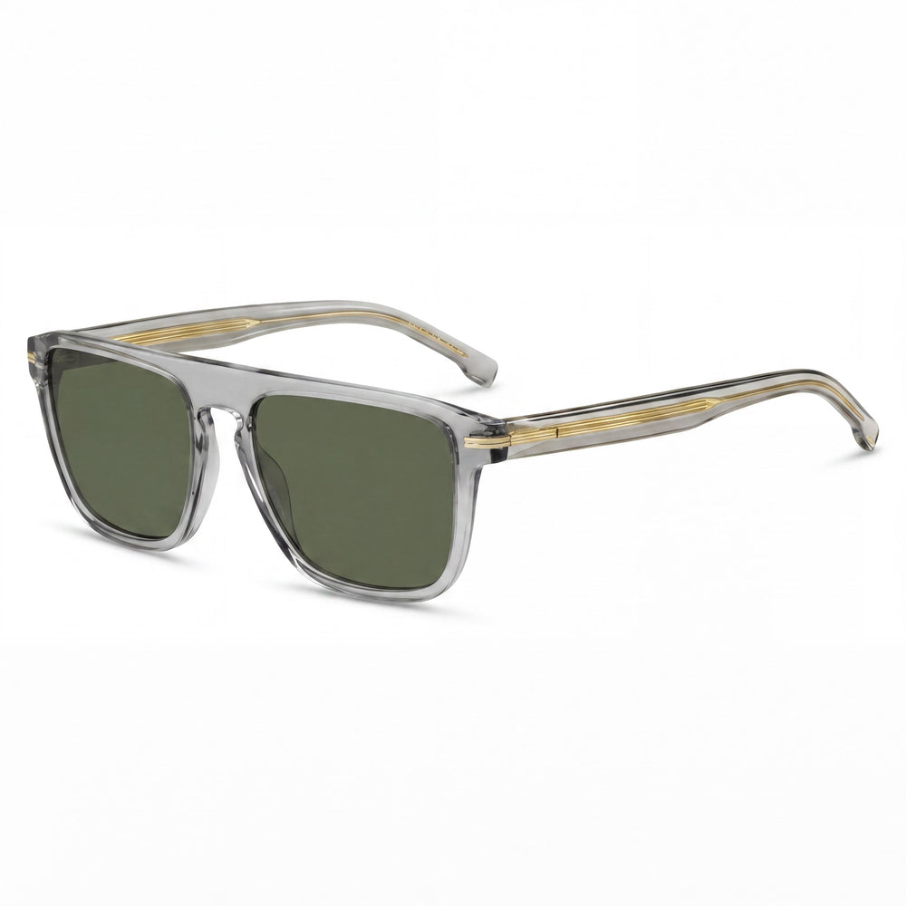 Hugo Boss BOSS 1599/S Women's Contemporary Grey Green Frame, Grey Lens, Eco Acetate Rectangular Non-Polarized Sunglasses 56mm