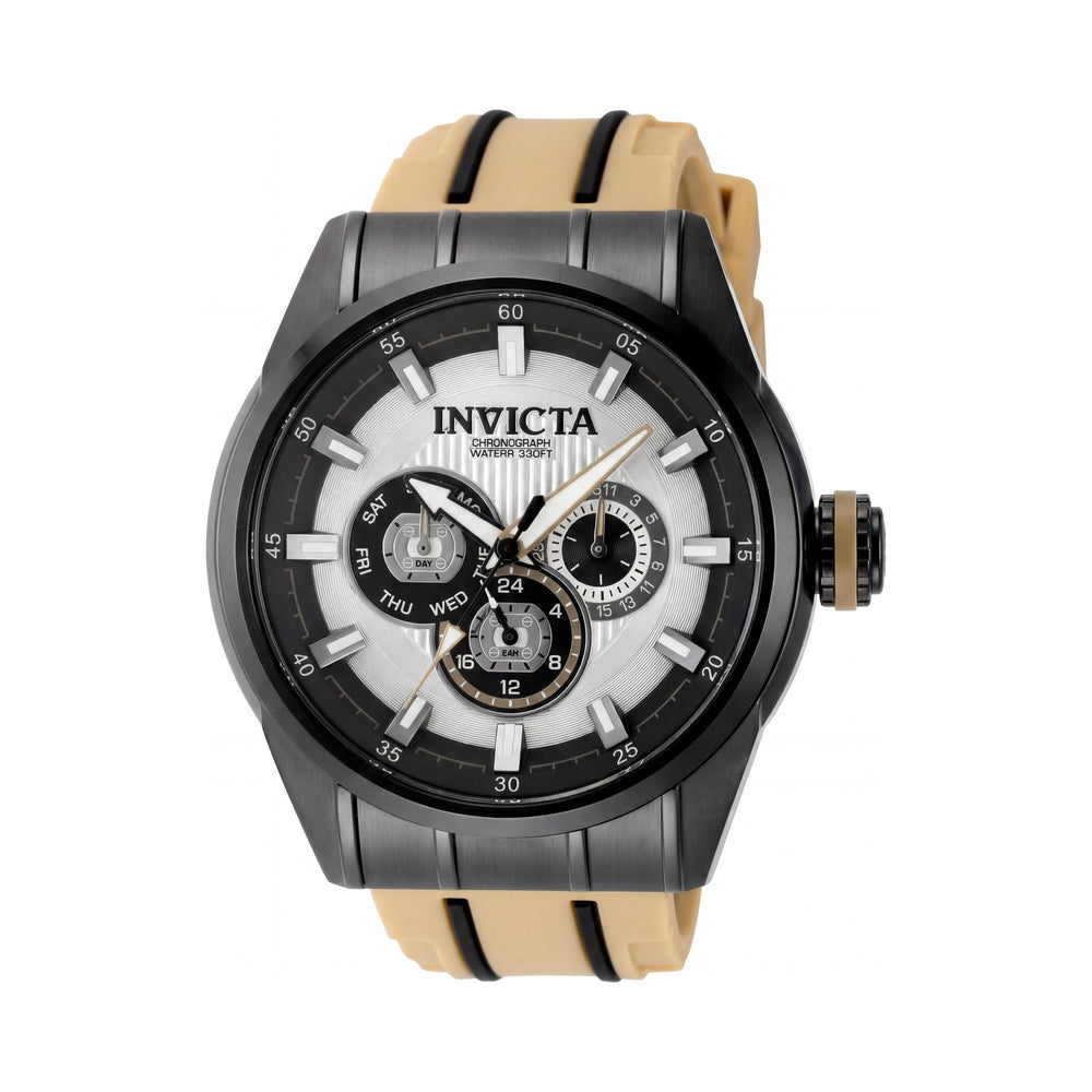 Reloj Invicta Speedway 49053 para hombre, de cuarzo, resistente al agua hasta 10 ATM, esfera plateada de 48 mm y correa de silicona.