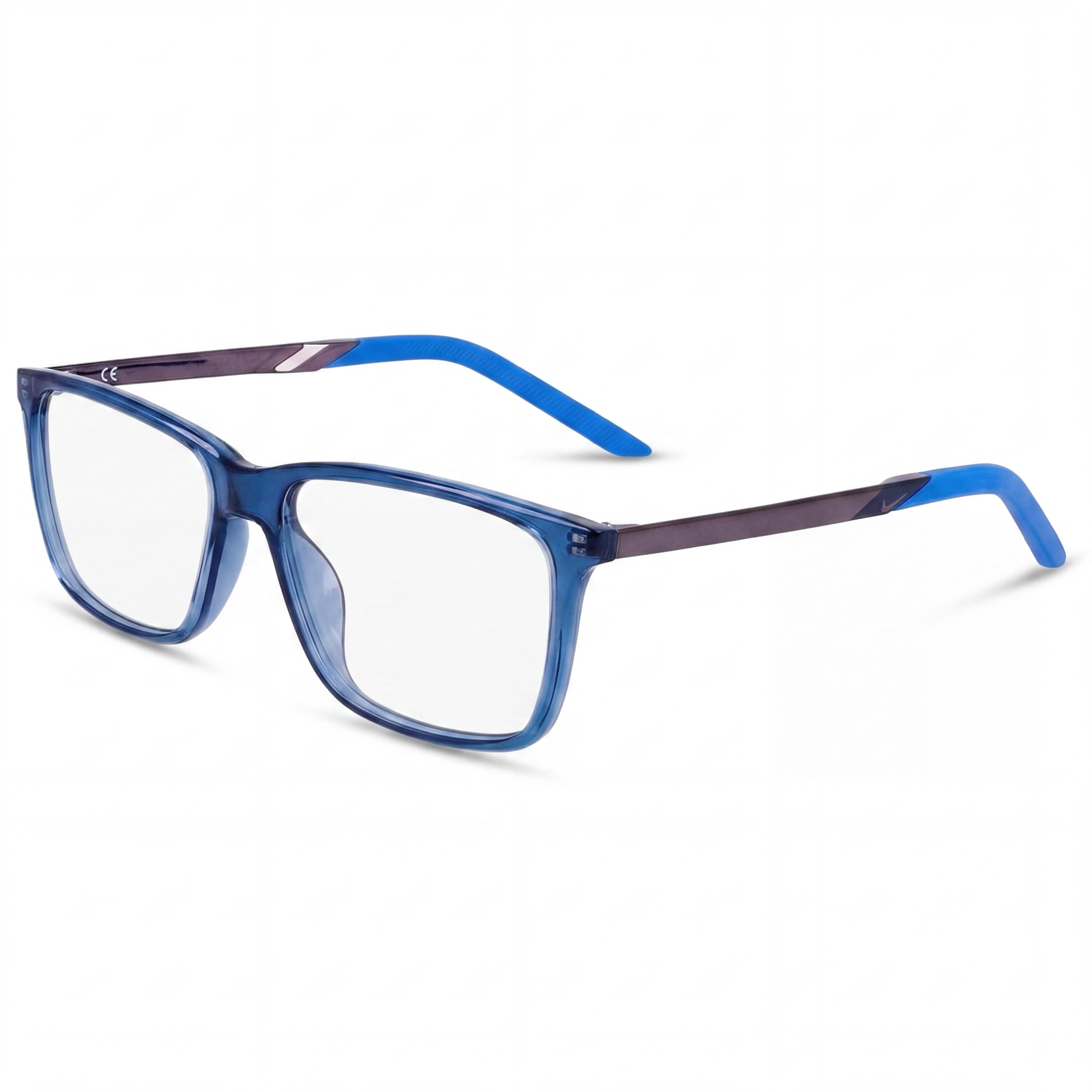 Nike 7258 Unisex Casual Prescription-Ready Plastic Frame Rectangle Eyeglasses Mystical Navy Blue 54mm, Photo 1