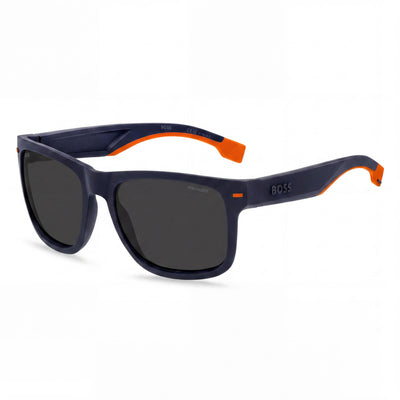 Gafas de sol Hugo Boss BOSS 1496/S Classic unisex con protección UV, de poliamida ecológica, azul mate, naranja y gris, 55 mm