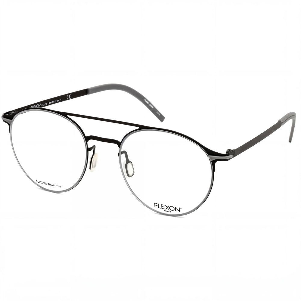 Gafas unisex Flexon B2003 con montura de acetato negro, lentes de policarbonato no polarizadas y tamaño 52-20-145.