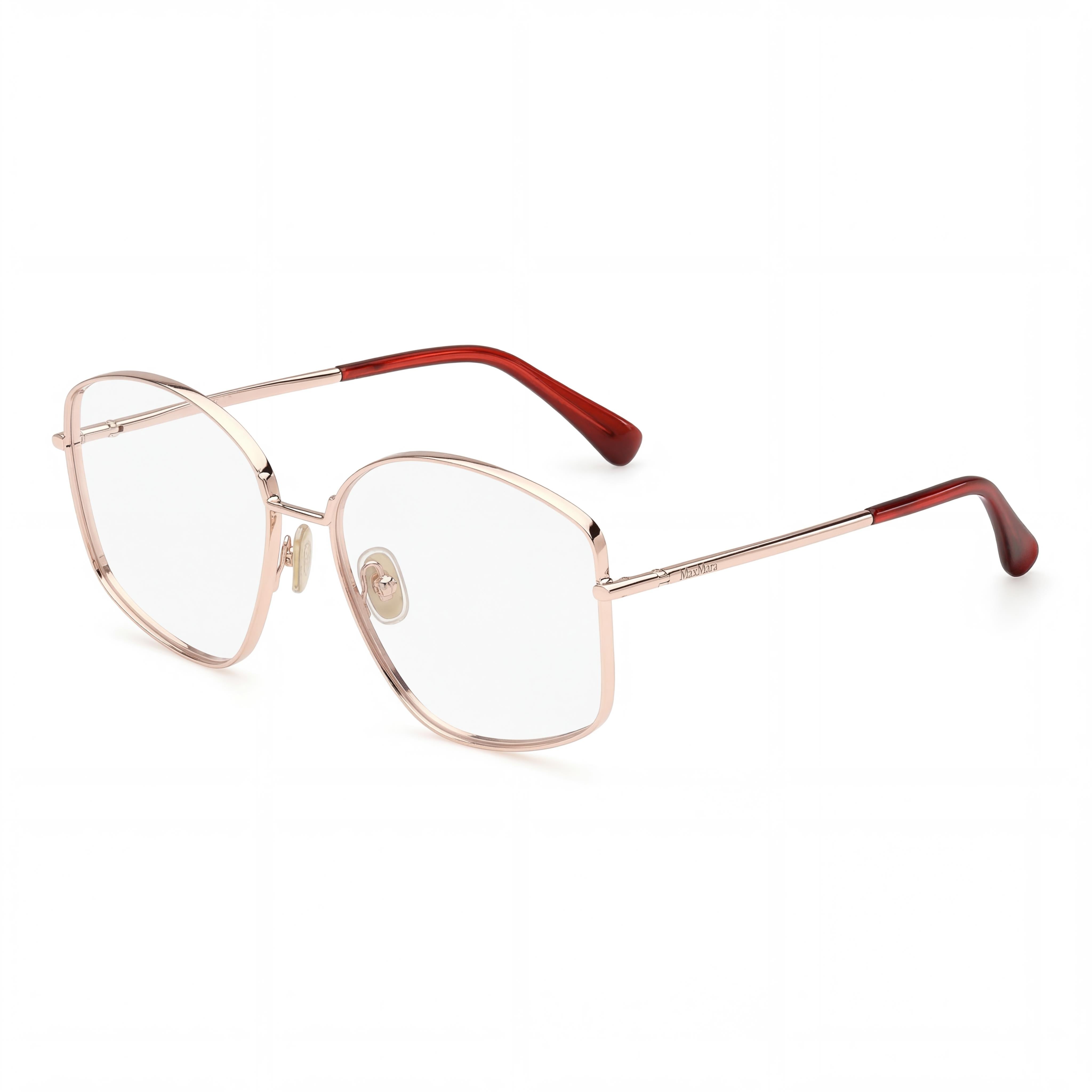 MaxMara Women's Mm5146 Metal Frame Eyewear, Rose Gold with Clear Lenses, 56mm, Photo 1